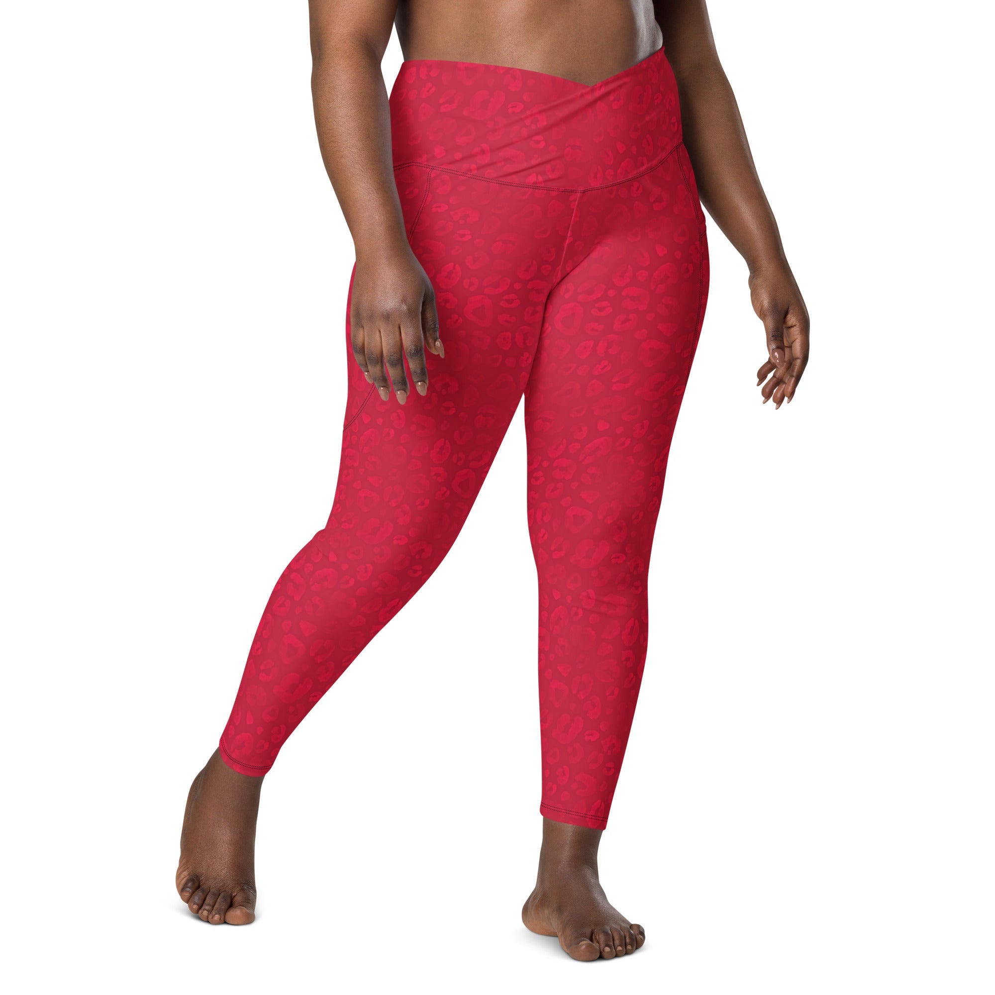 [Wild Side] Crimson Roar Crossover Leggings with Pockets