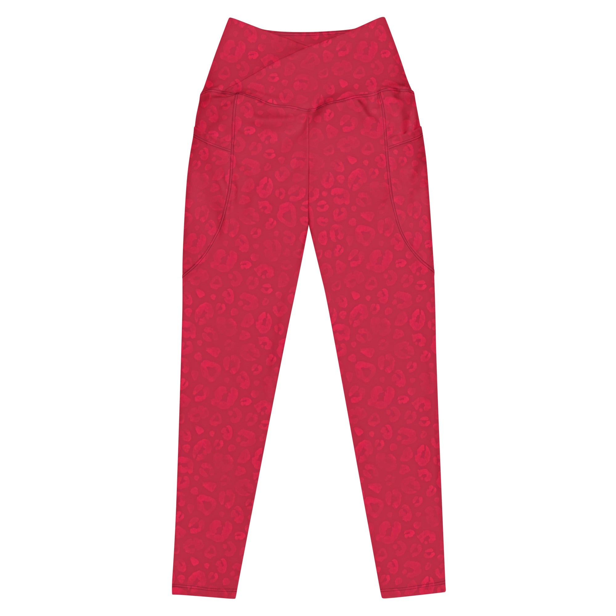 [Wild Side] Crimson Roar Crossover Leggings with Pockets