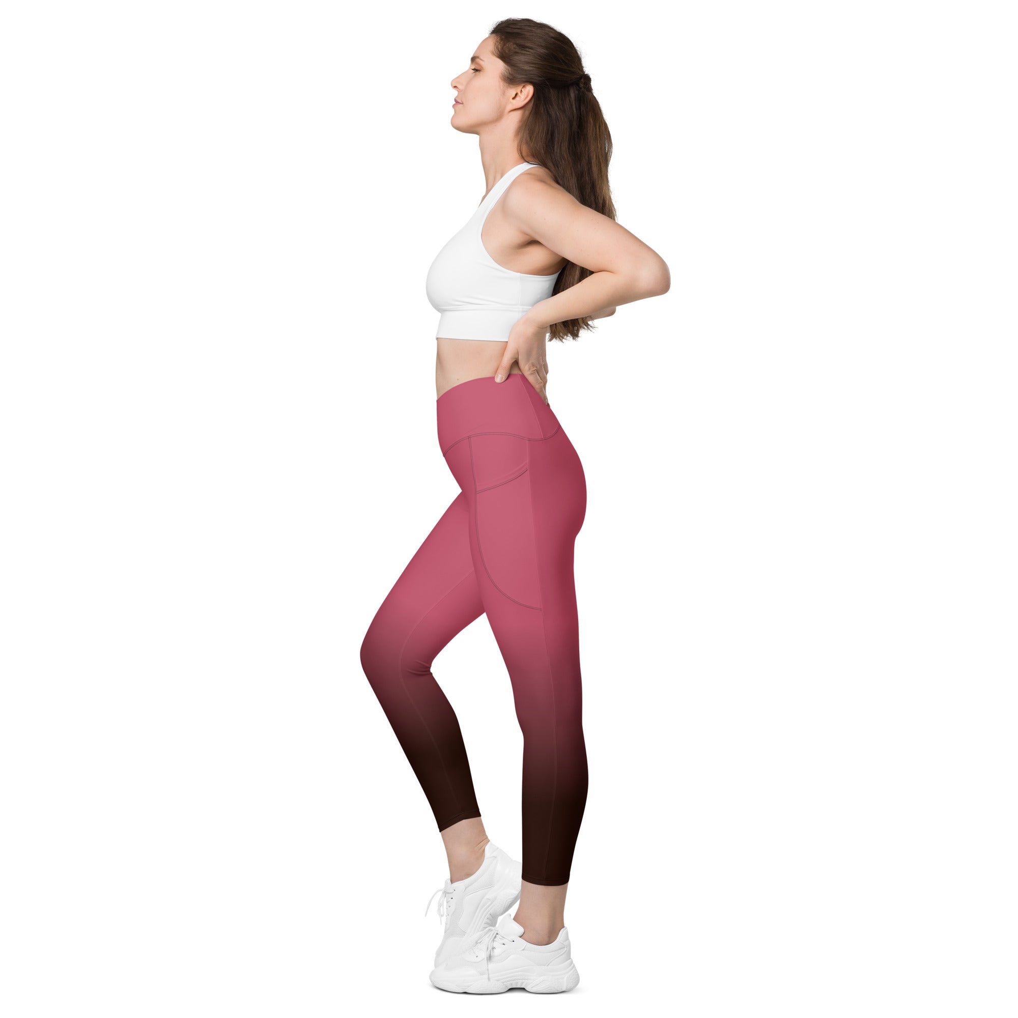 [THC Basics] Blush Latte Crossover Leggings with Pockets