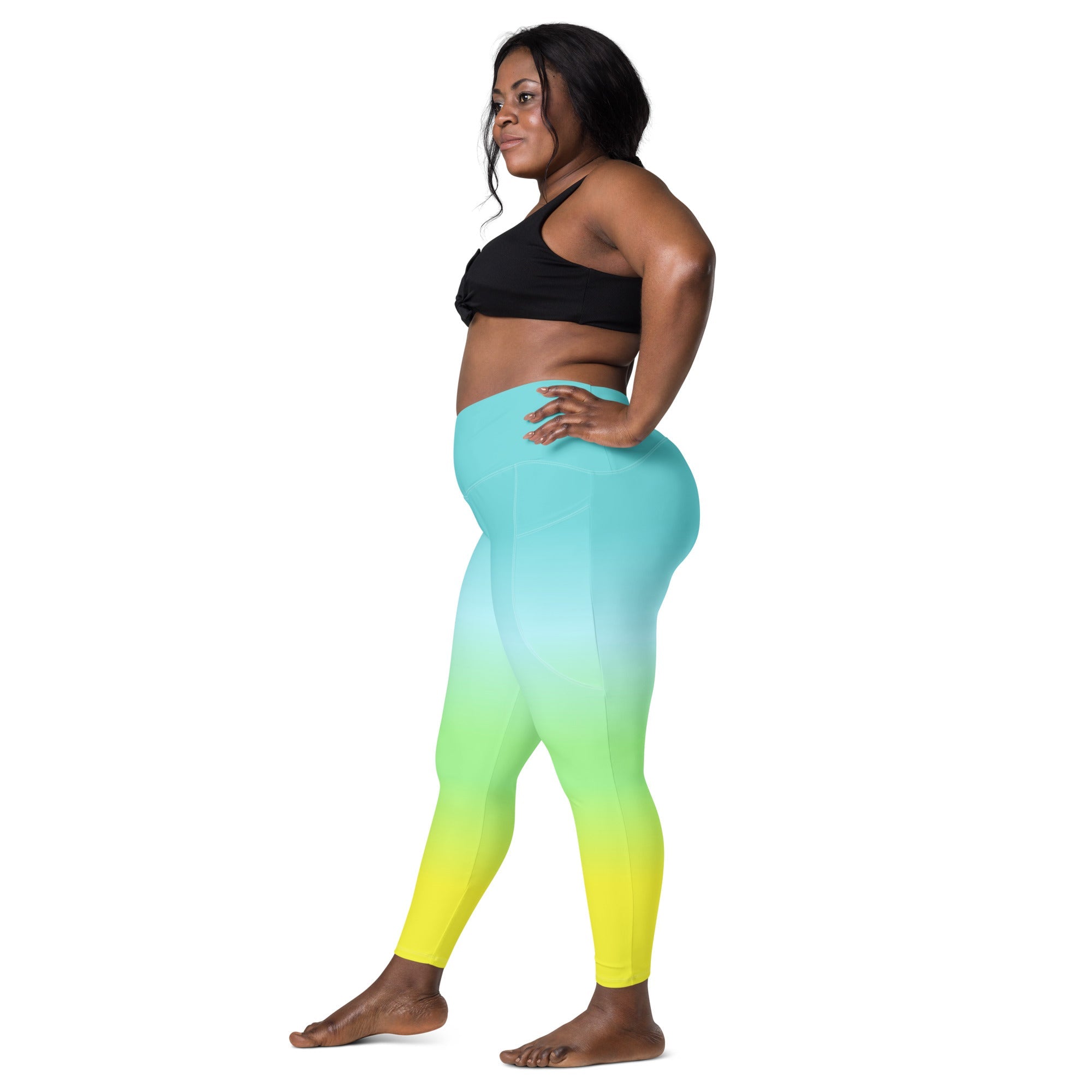 [THC Basics] Tropical Wave Crossover Leggings with Pockets