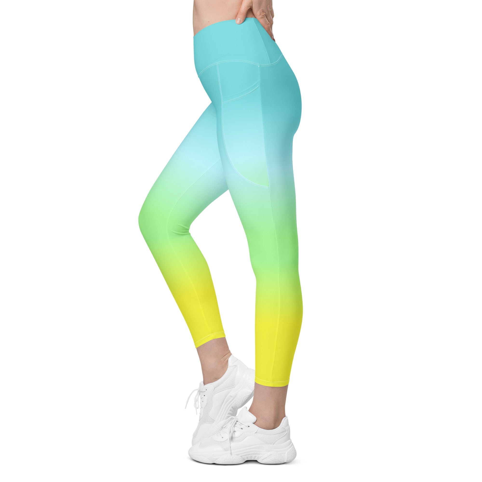 [THC Basics] Tropical Wave Crossover Leggings with Pockets
