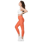 [GeoModa] Coral Crush Crossover Leggings with Pockets