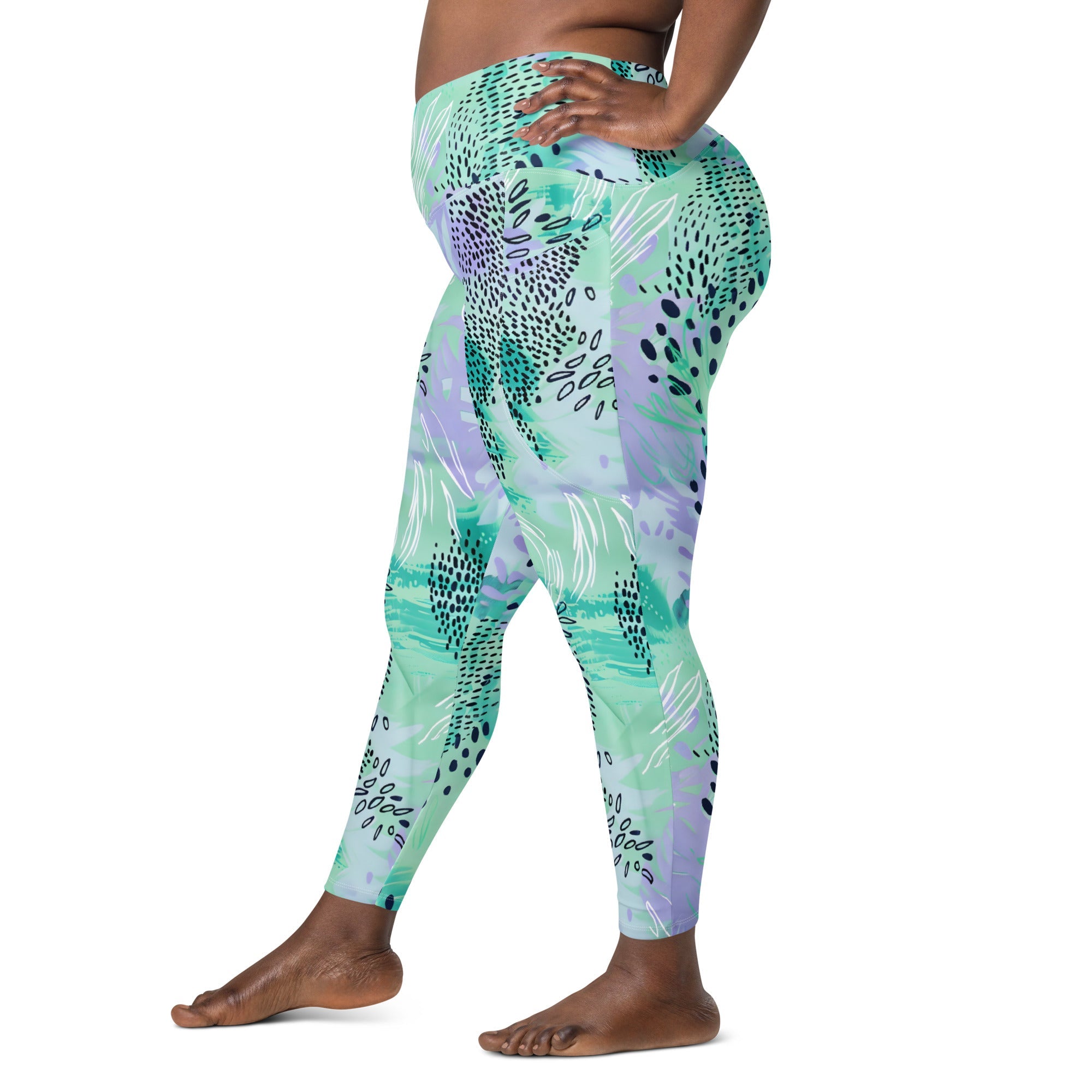 [Wild Side] Wild Whimsy Crossover Leggings with Pockets