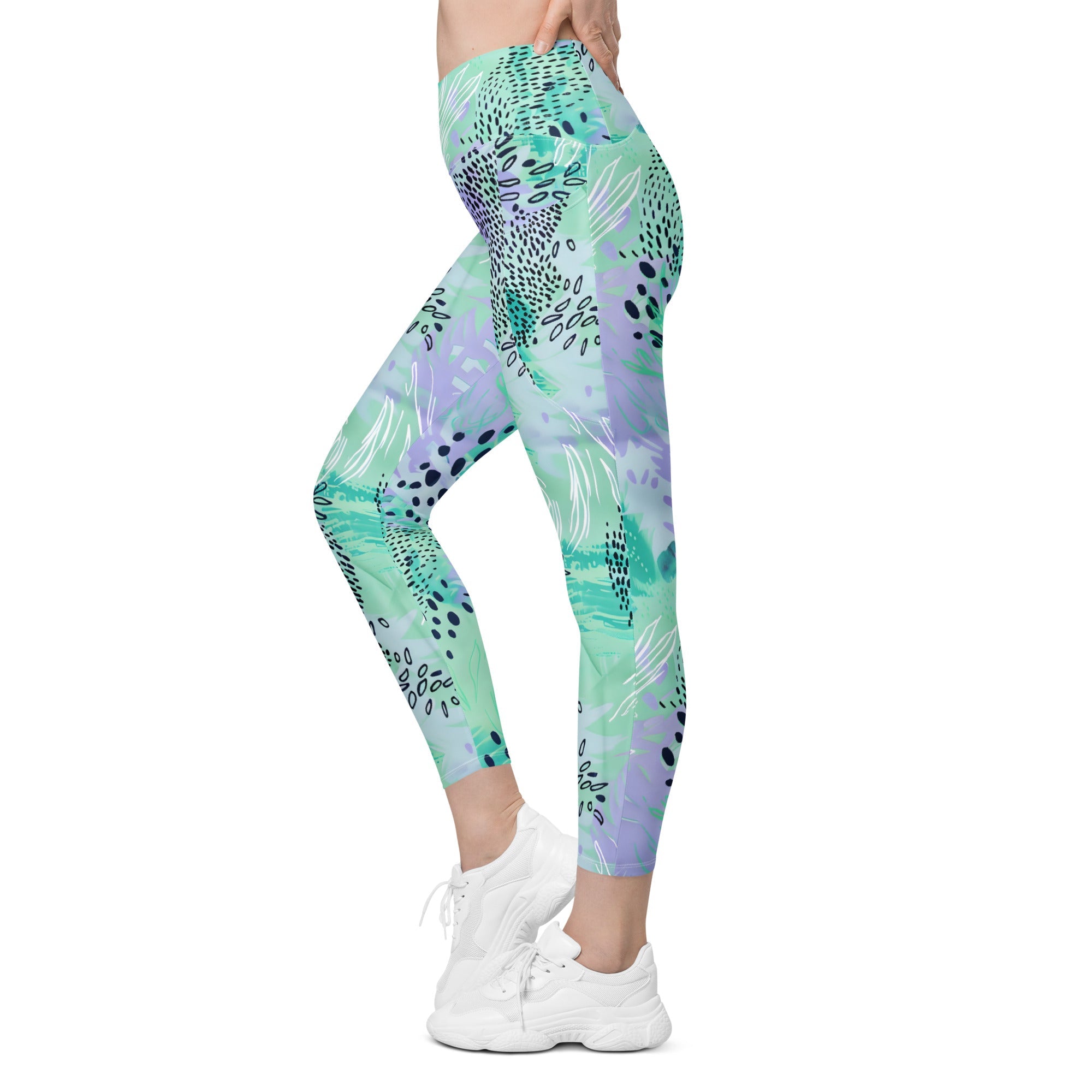 [Wild Side] Wild Whimsy Crossover Leggings with Pockets