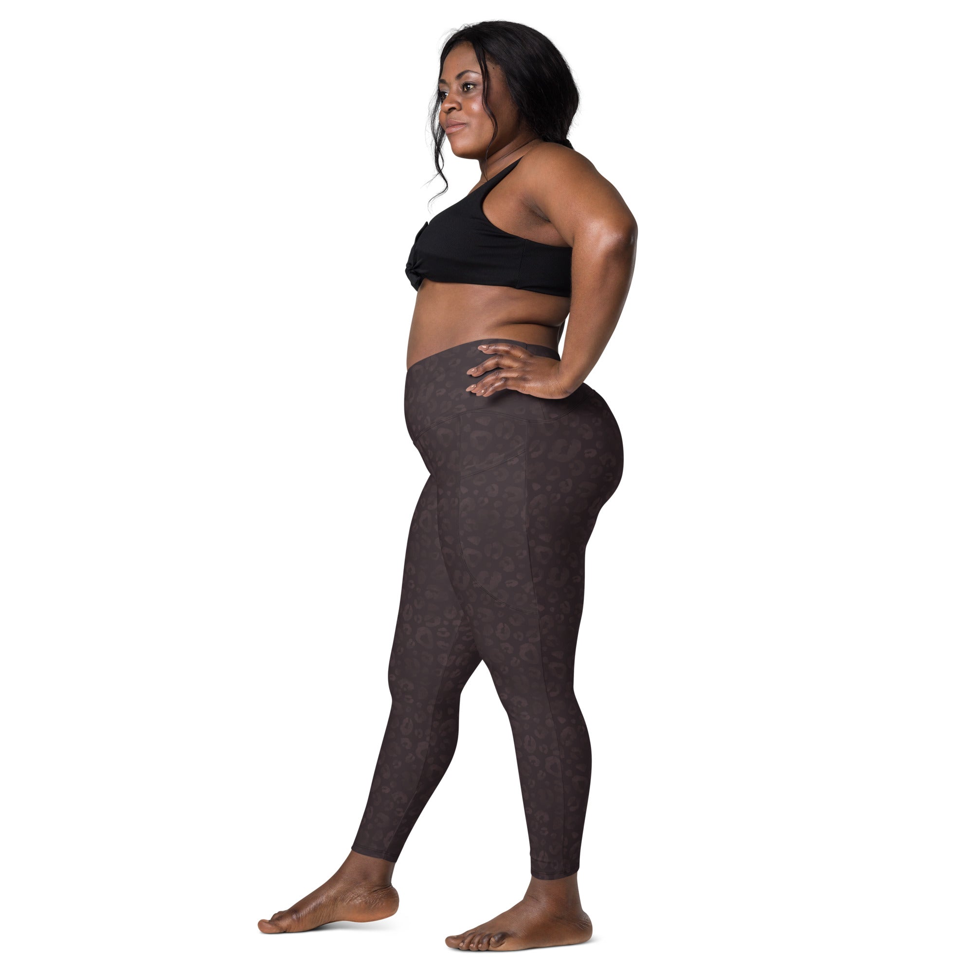 [Wild Side] Mocha Spots Crossover Leggings with Pockets