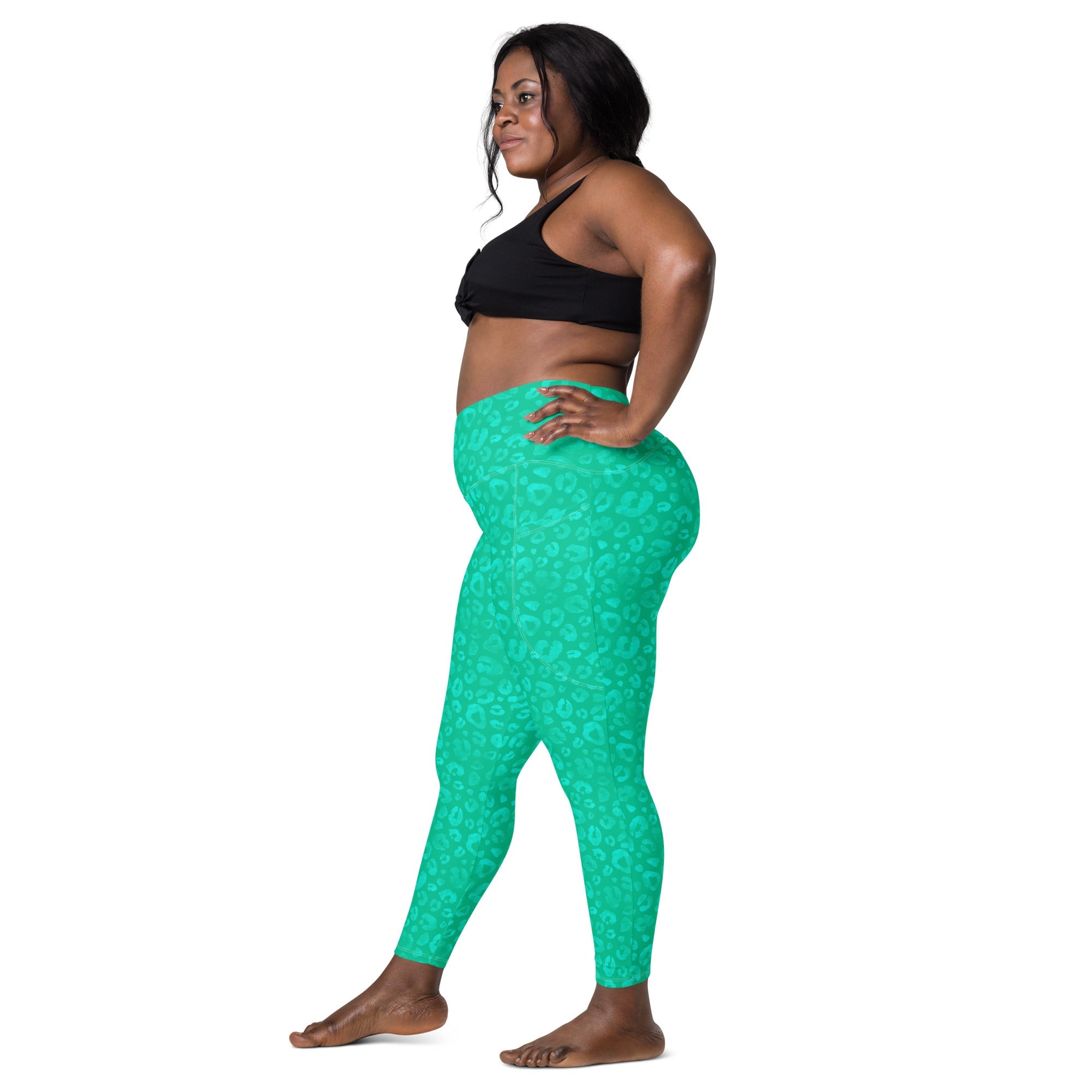 [Wild Side] Parakeet Roar Crossover Leggings with Pockets