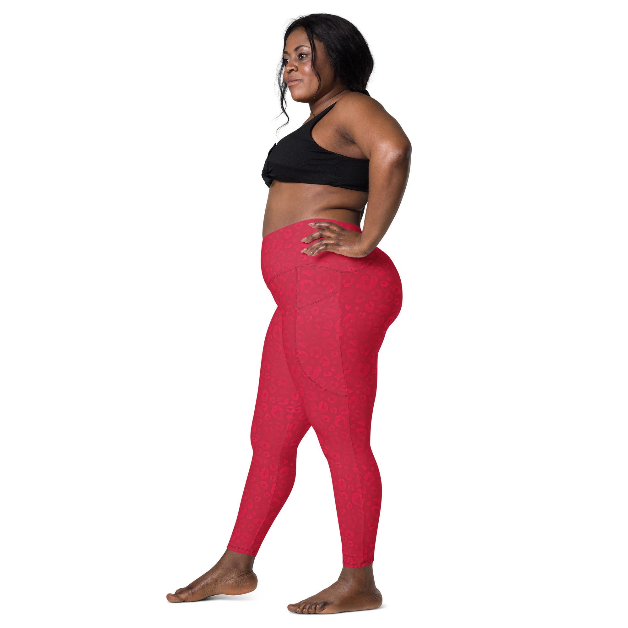 [Wild Side] Crimson Roar Crossover Leggings with Pockets