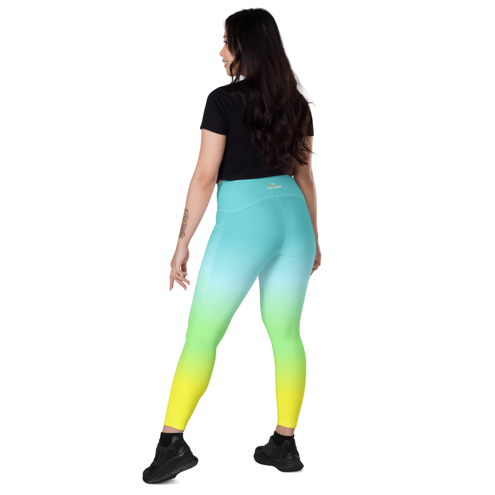 [THC Basics] Tropical Wave Crossover Leggings with Pockets