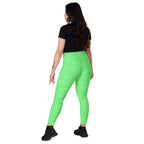 [Wild Side] Green Safari Crossover Leggings with Pockets