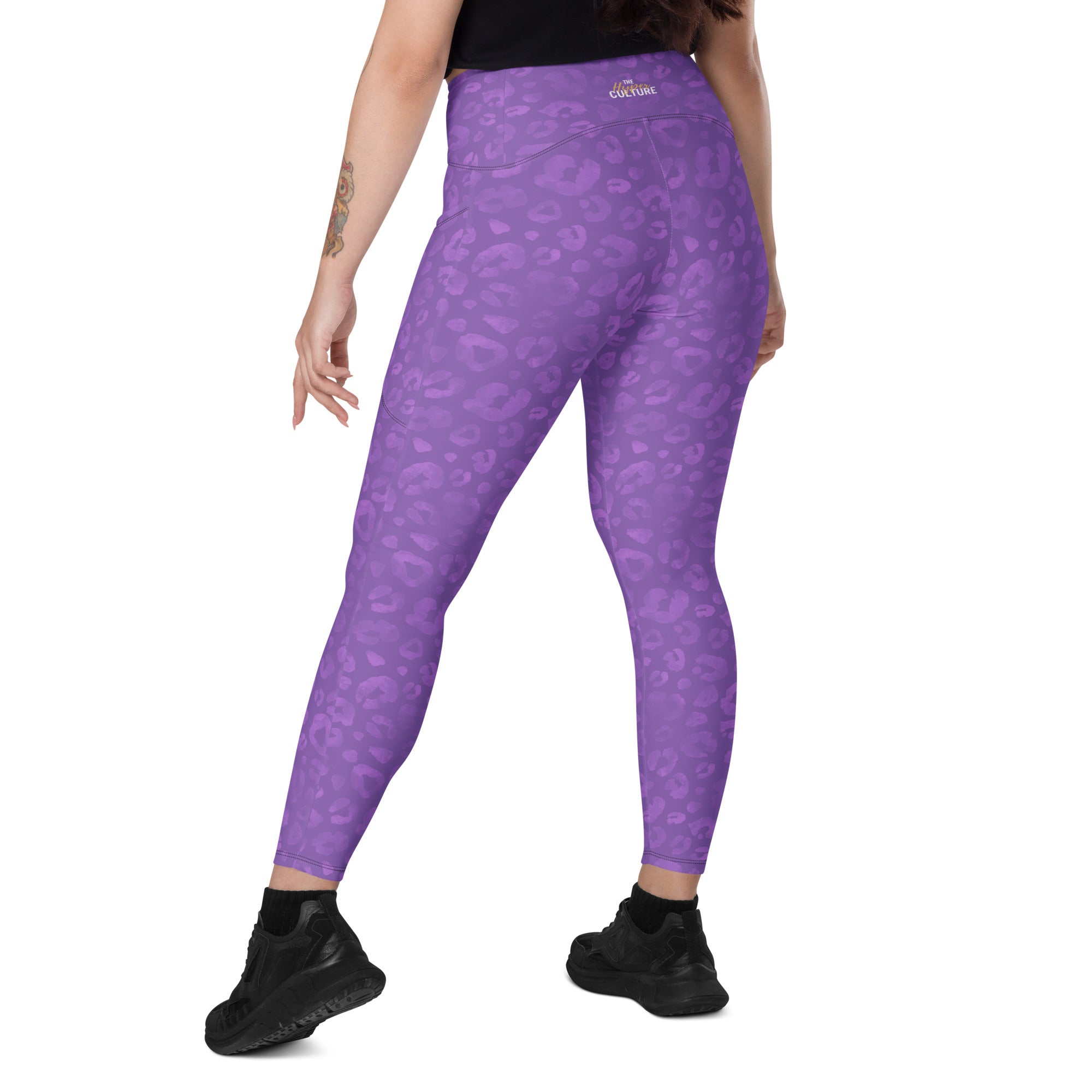 [Wild Side] Purple Roar Crossover Leggings with Pockets