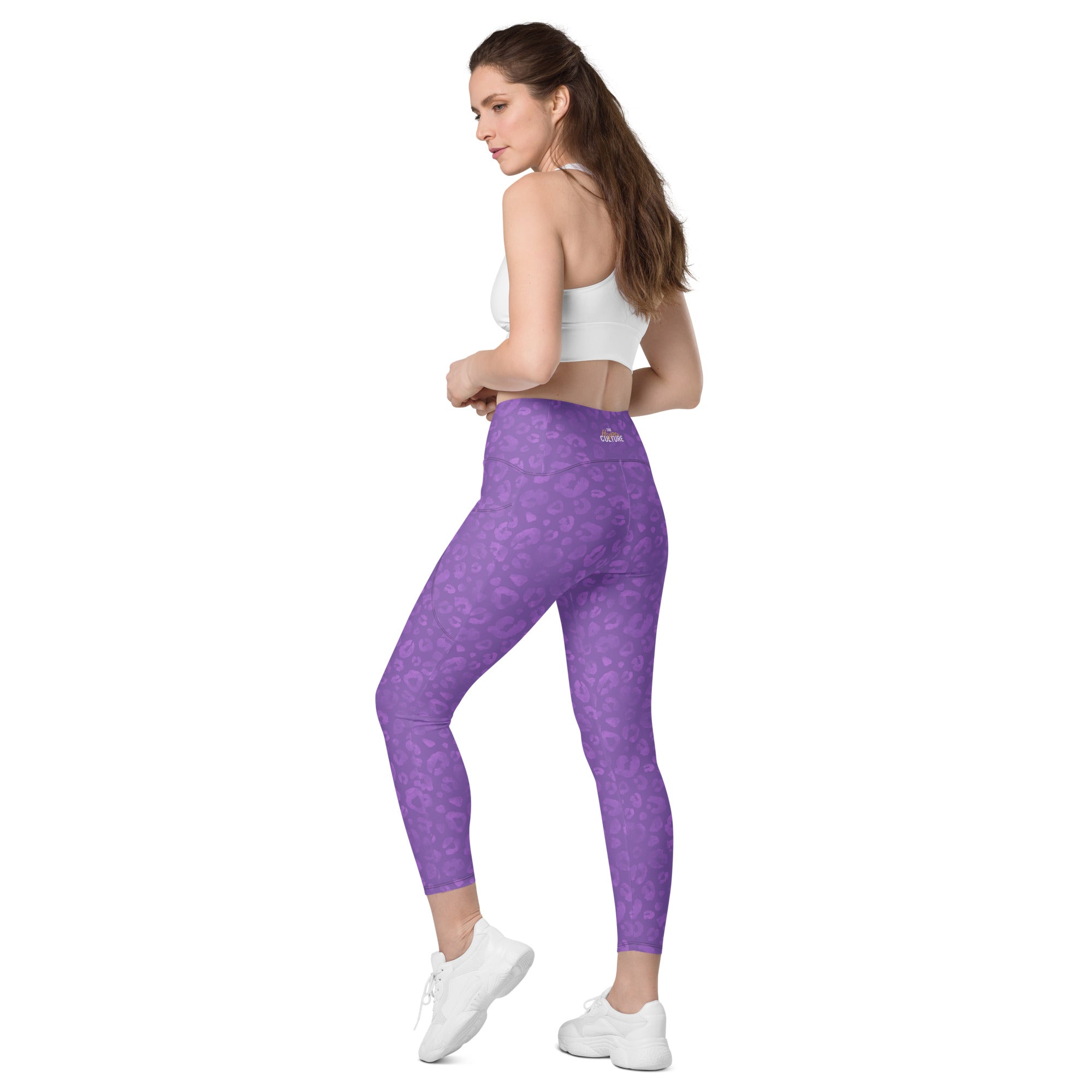 [Wild Side] Purple Roar Crossover Leggings with Pockets