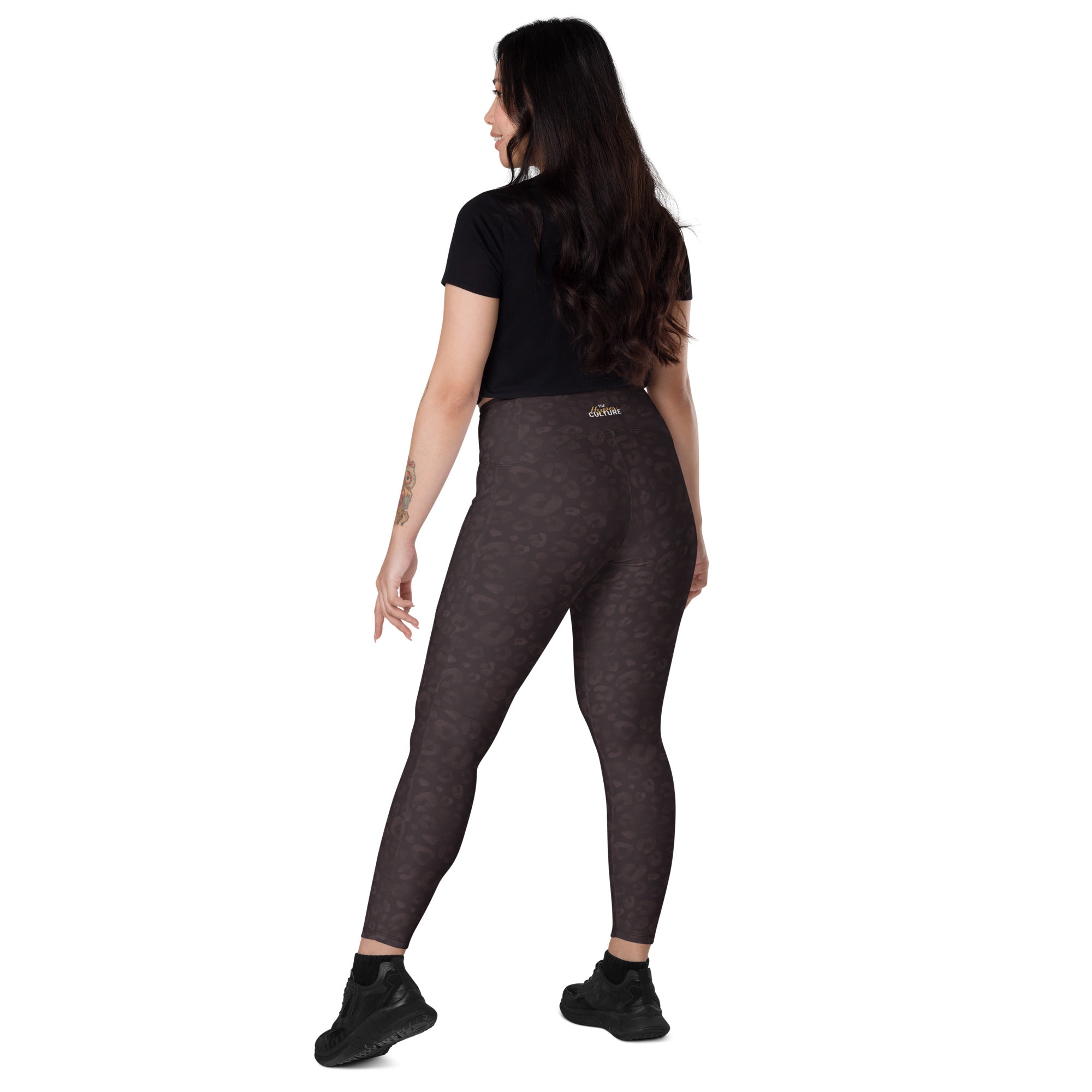 [Wild Side] Mocha Spots Crossover Leggings with Pockets