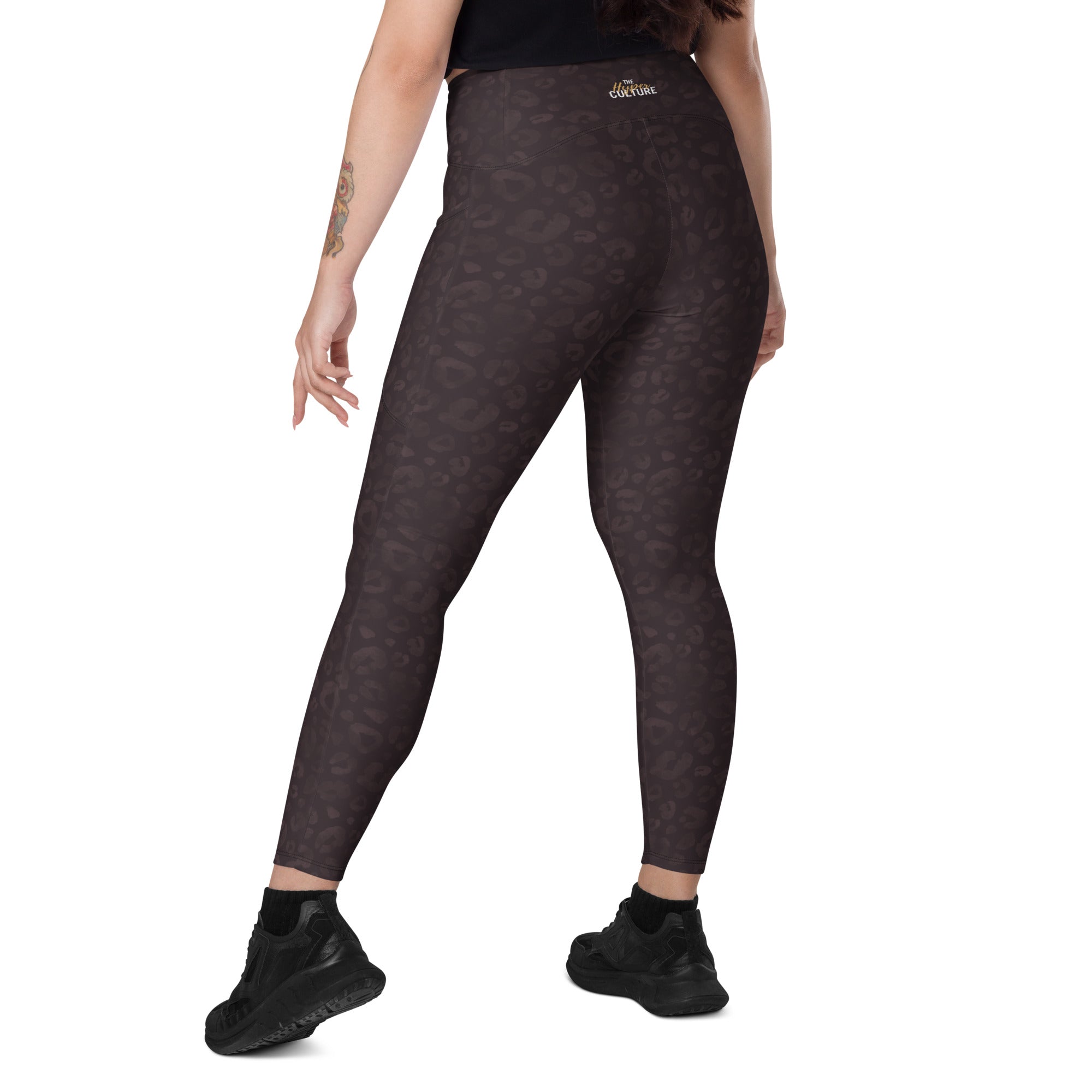 [Wild Side] Mocha Spots Crossover Leggings with Pockets