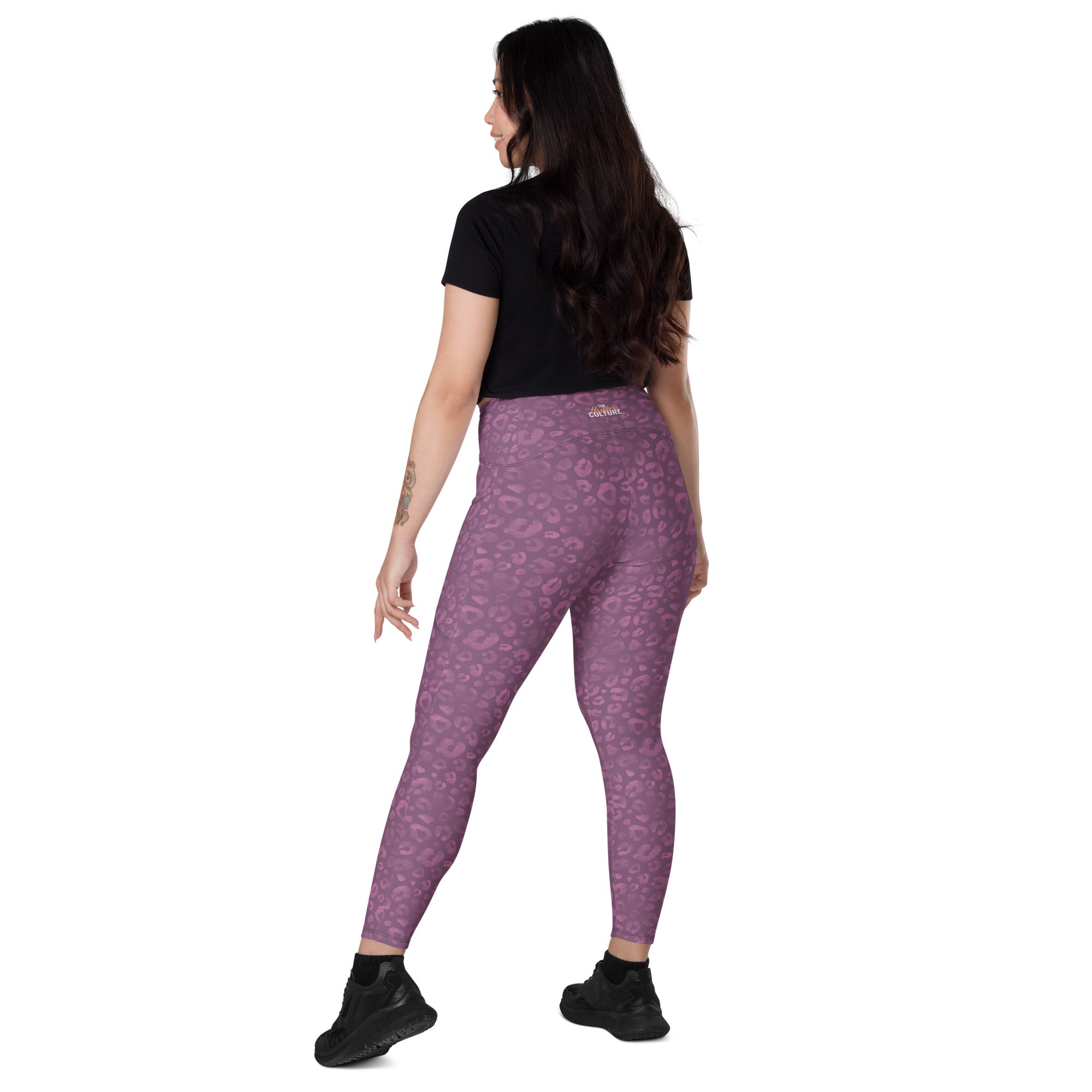 [Wild Side] Burgundy Roar Crossover Leggings with Pockets
