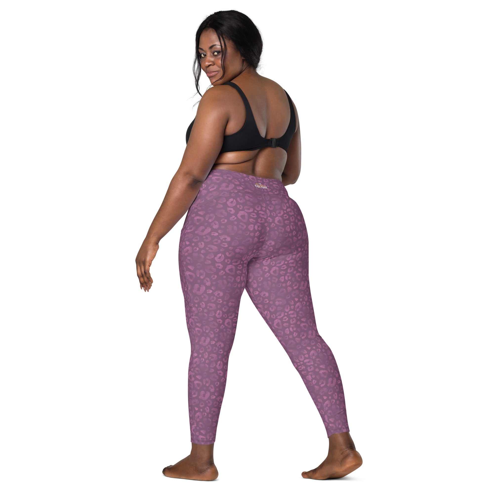 [Wild Side] Burgundy Roar Crossover Leggings with Pockets