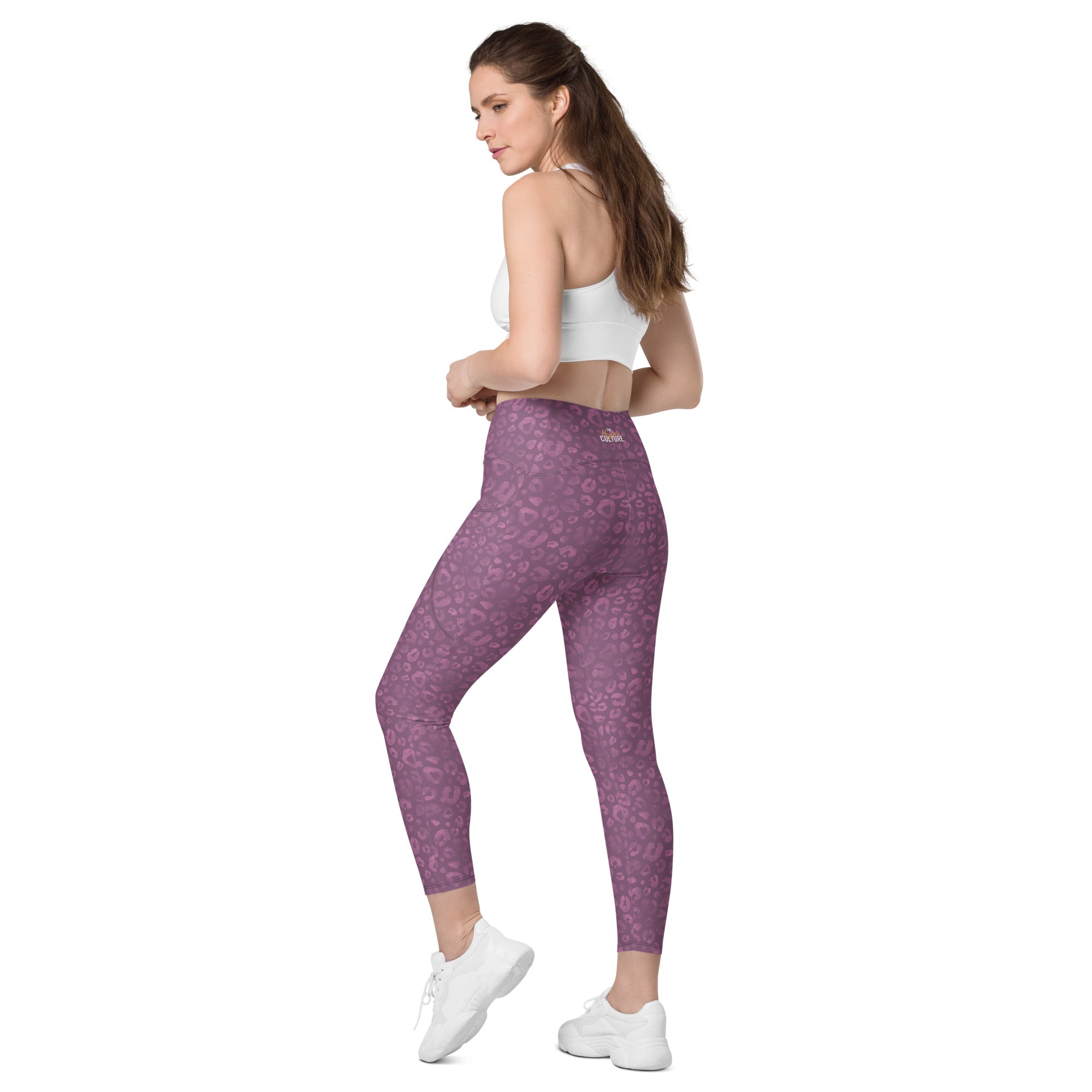 [Wild Side] Burgundy Roar Crossover Leggings with Pockets