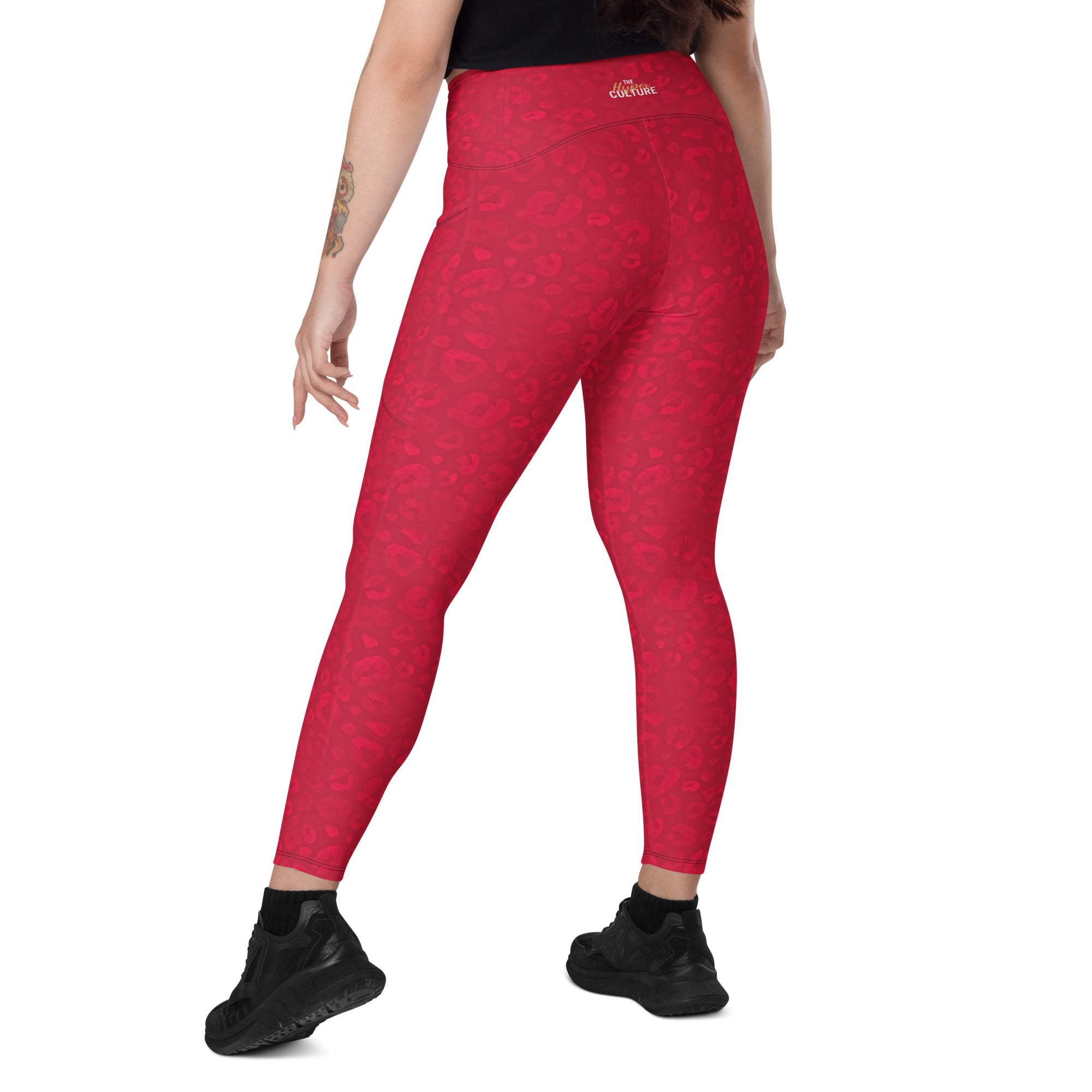 [Wild Side] Crimson Roar Crossover Leggings with Pockets