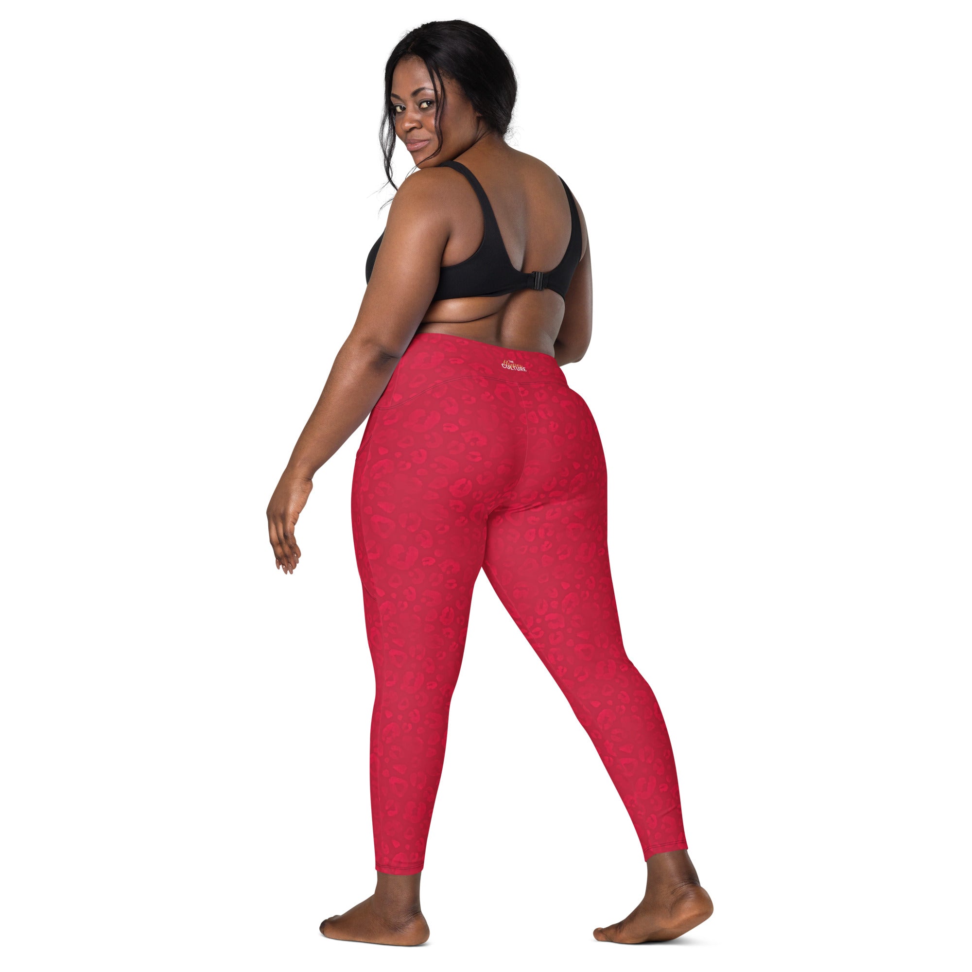 [Wild Side] Crimson Roar Crossover Leggings with Pockets