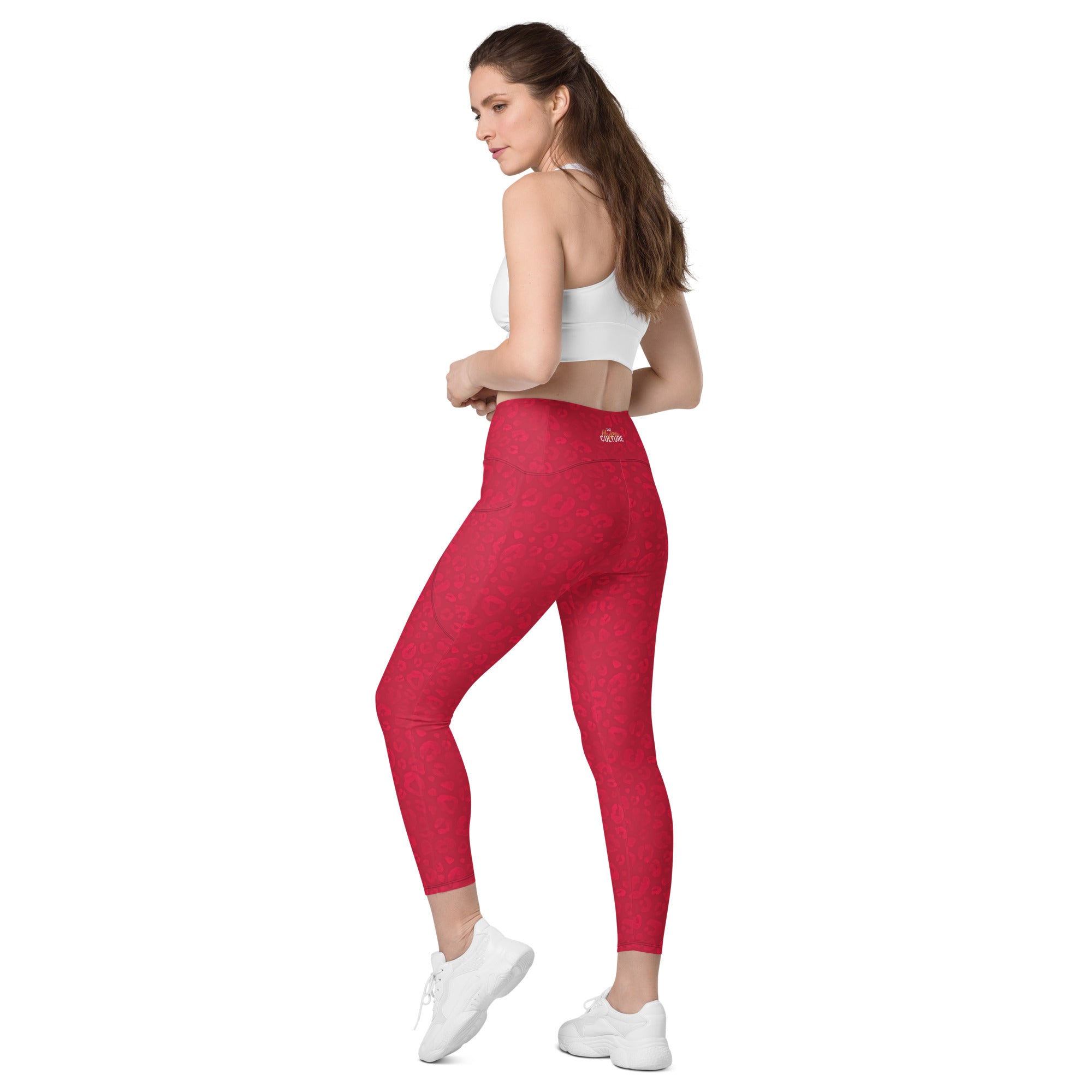 [Wild Side] Crimson Roar Crossover Leggings with Pockets