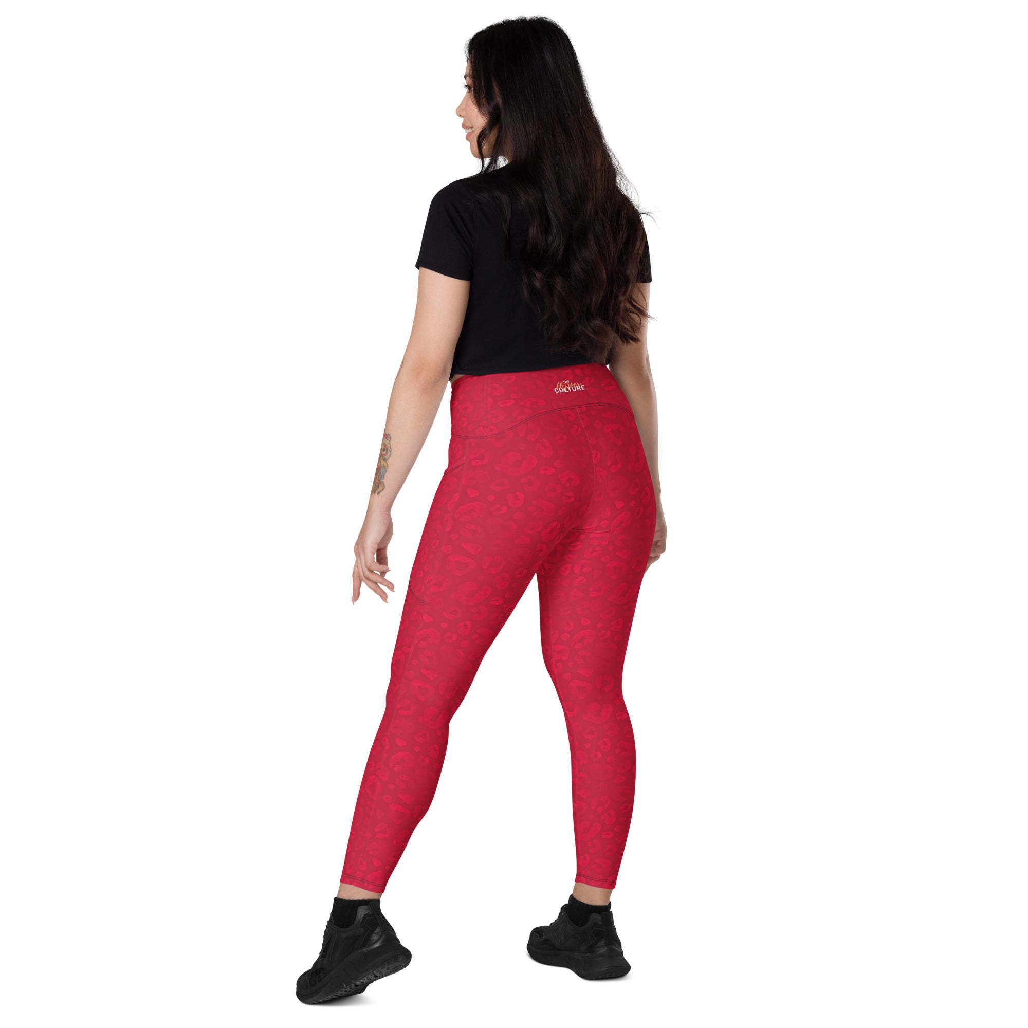 [Wild Side] Crimson Roar Crossover Leggings with Pockets