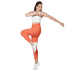 [GeoModa] Coral Crush Crossover Leggings with Pockets