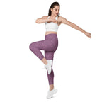 [Wild Side] Burgundy Roar Crossover Leggings with Pockets