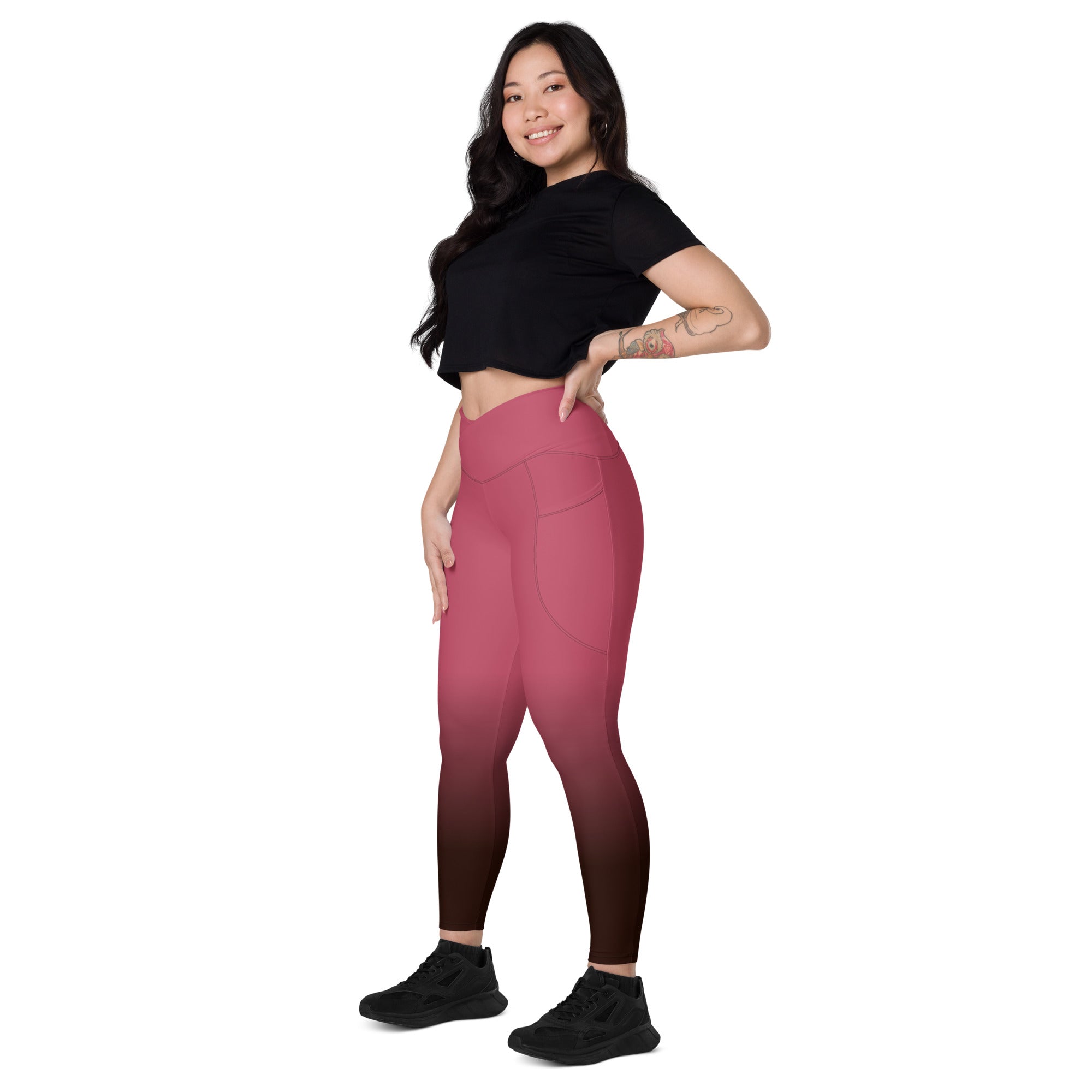 [THC Basics] Blush Latte Crossover Leggings with Pockets