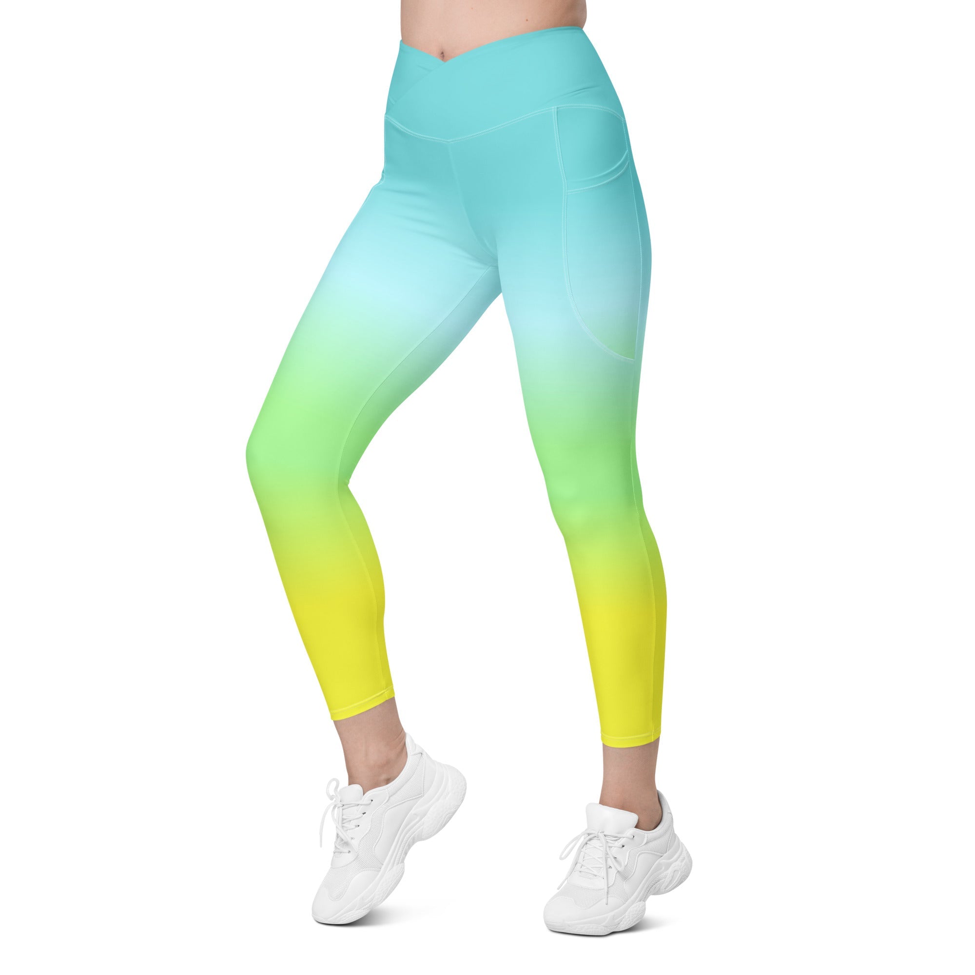 [THC Basics] Tropical Wave Crossover Leggings with Pockets