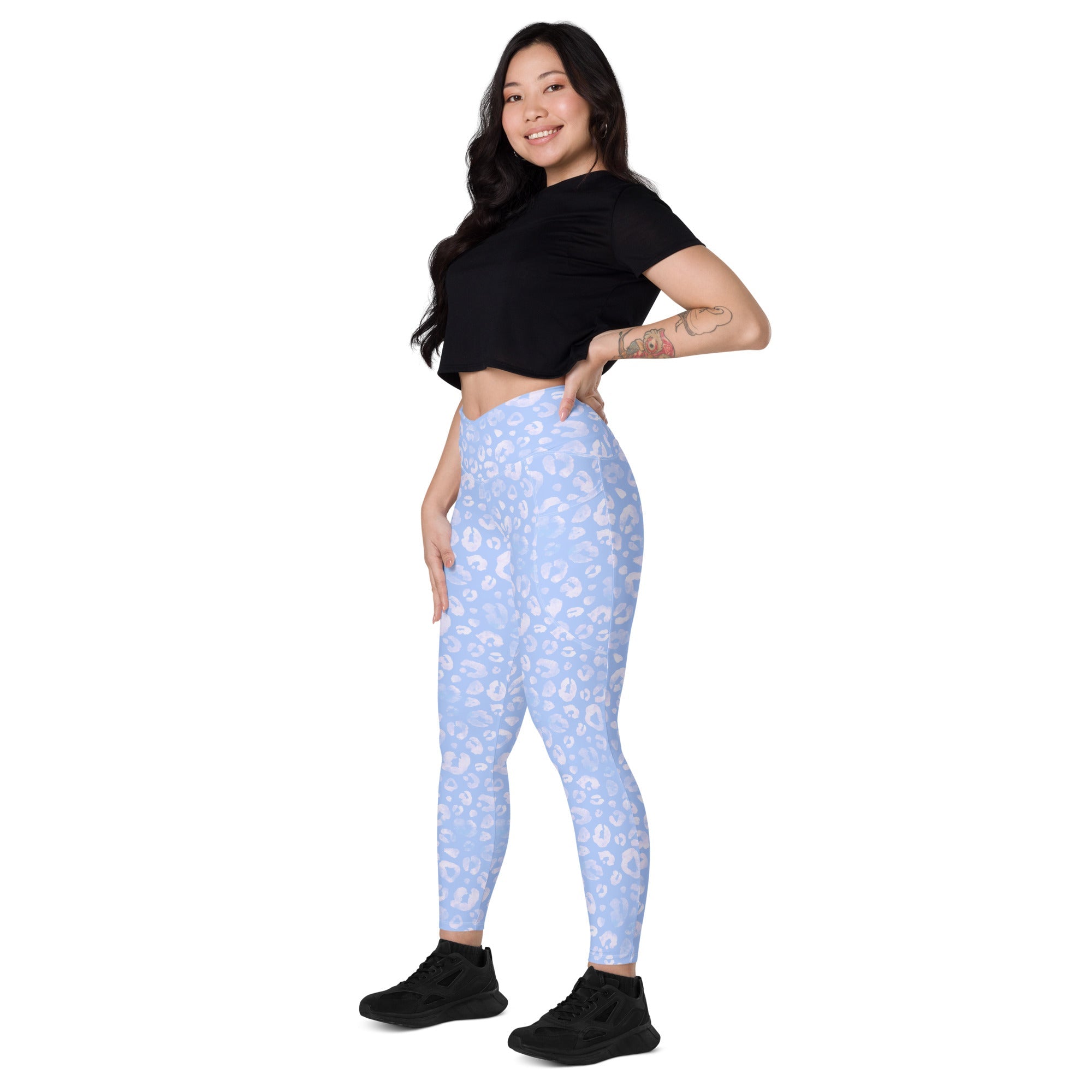 [Wild Side] Azure Roar Crossover Leggings with Pockets