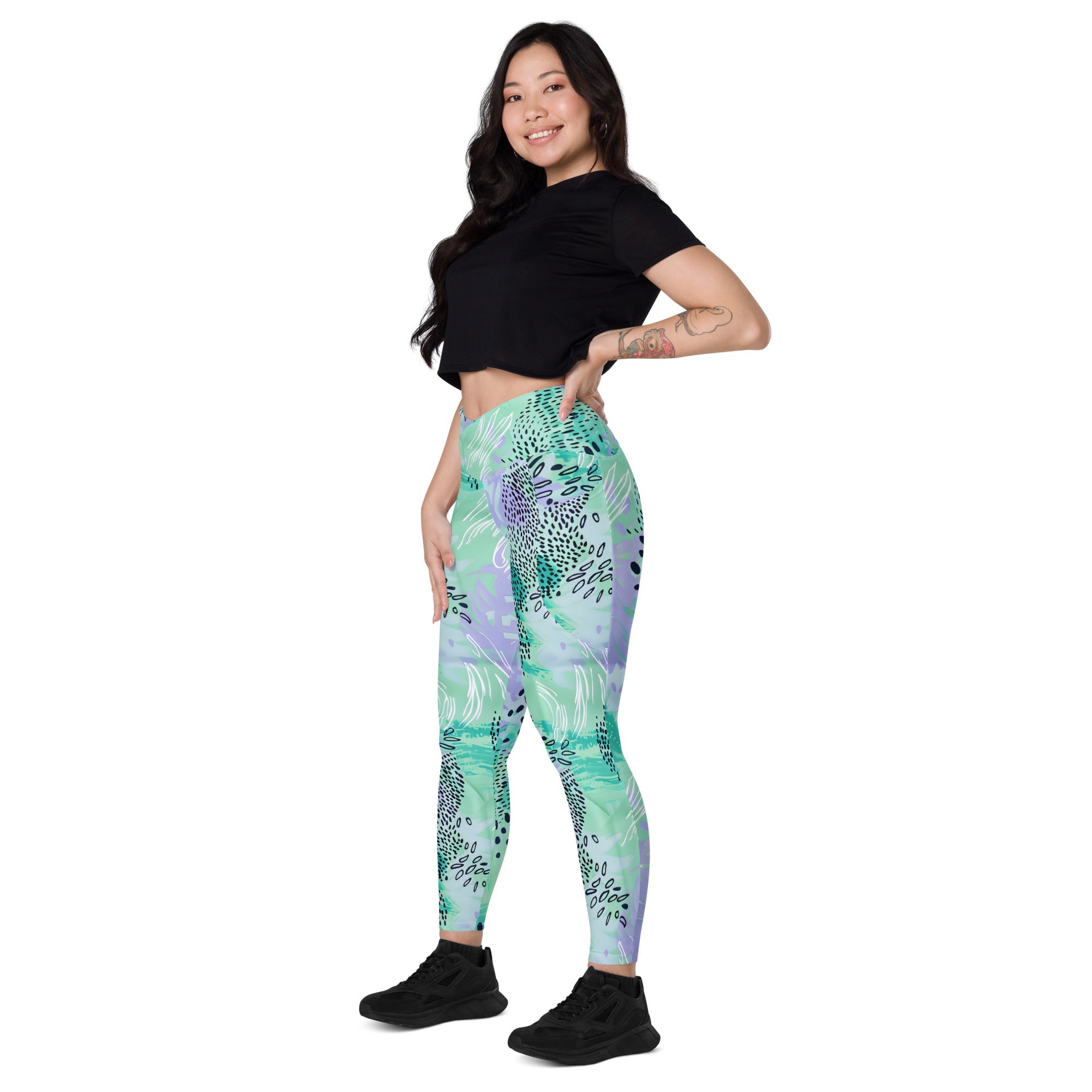 [Wild Side] Wild Whimsy Crossover Leggings with Pockets