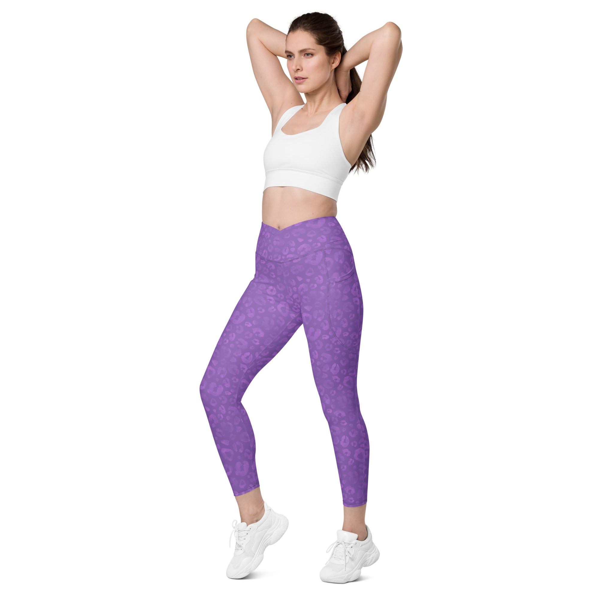 [Wild Side] Purple Roar Crossover Leggings with Pockets