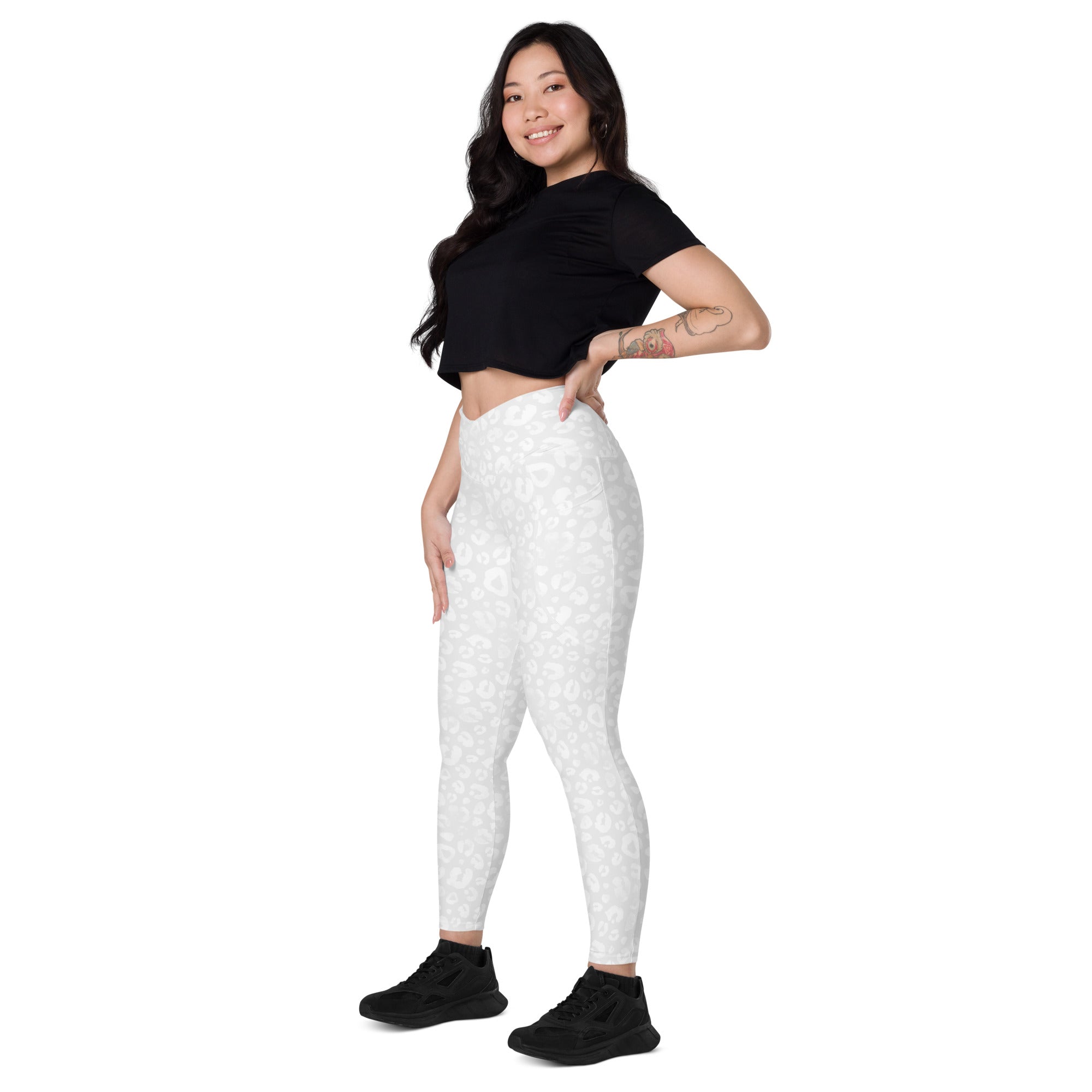 [Wild Side] Ivory Roar Crossover Leggings with Pockets