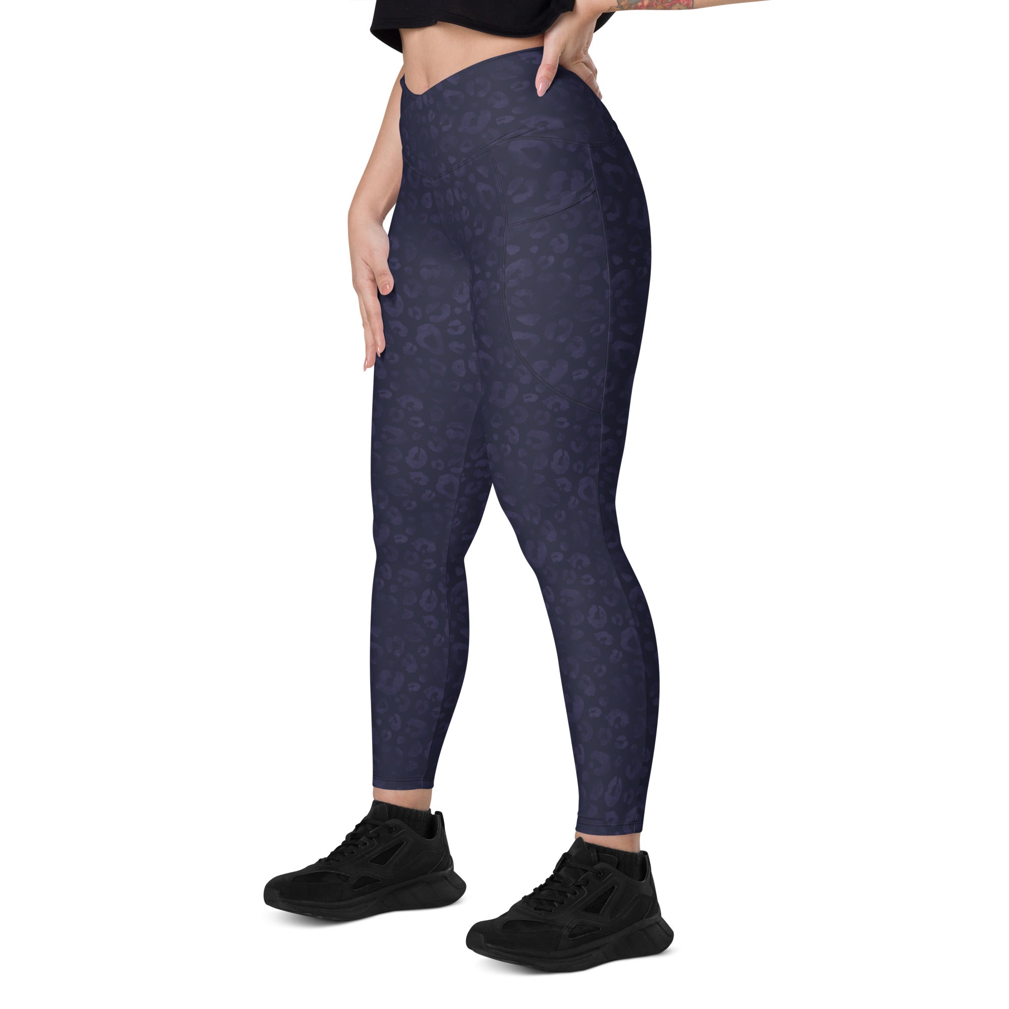 [Wild Side] Indigo Roar Crossover Leggings with Pockets