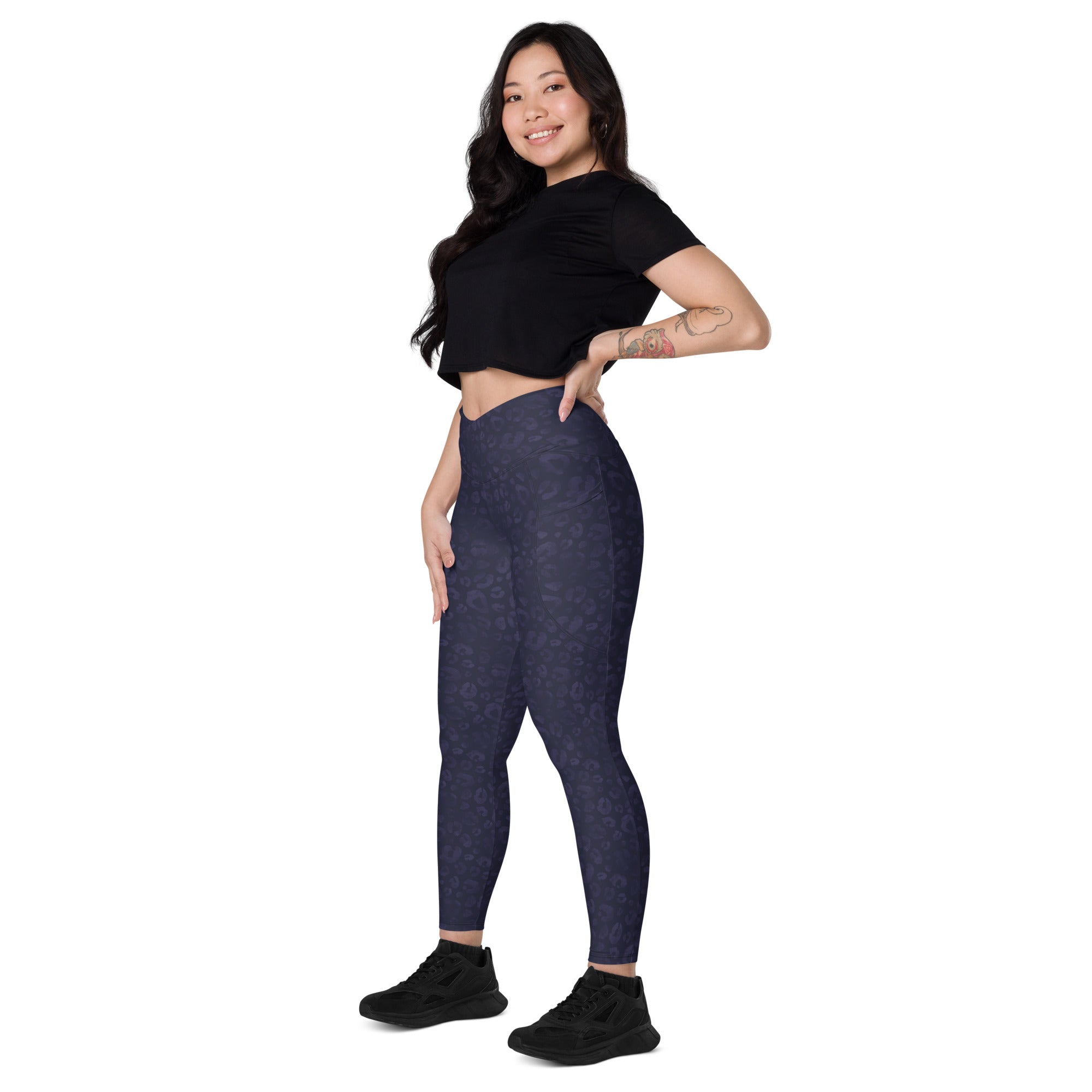 [Wild Side] Indigo Roar Crossover Leggings with Pockets