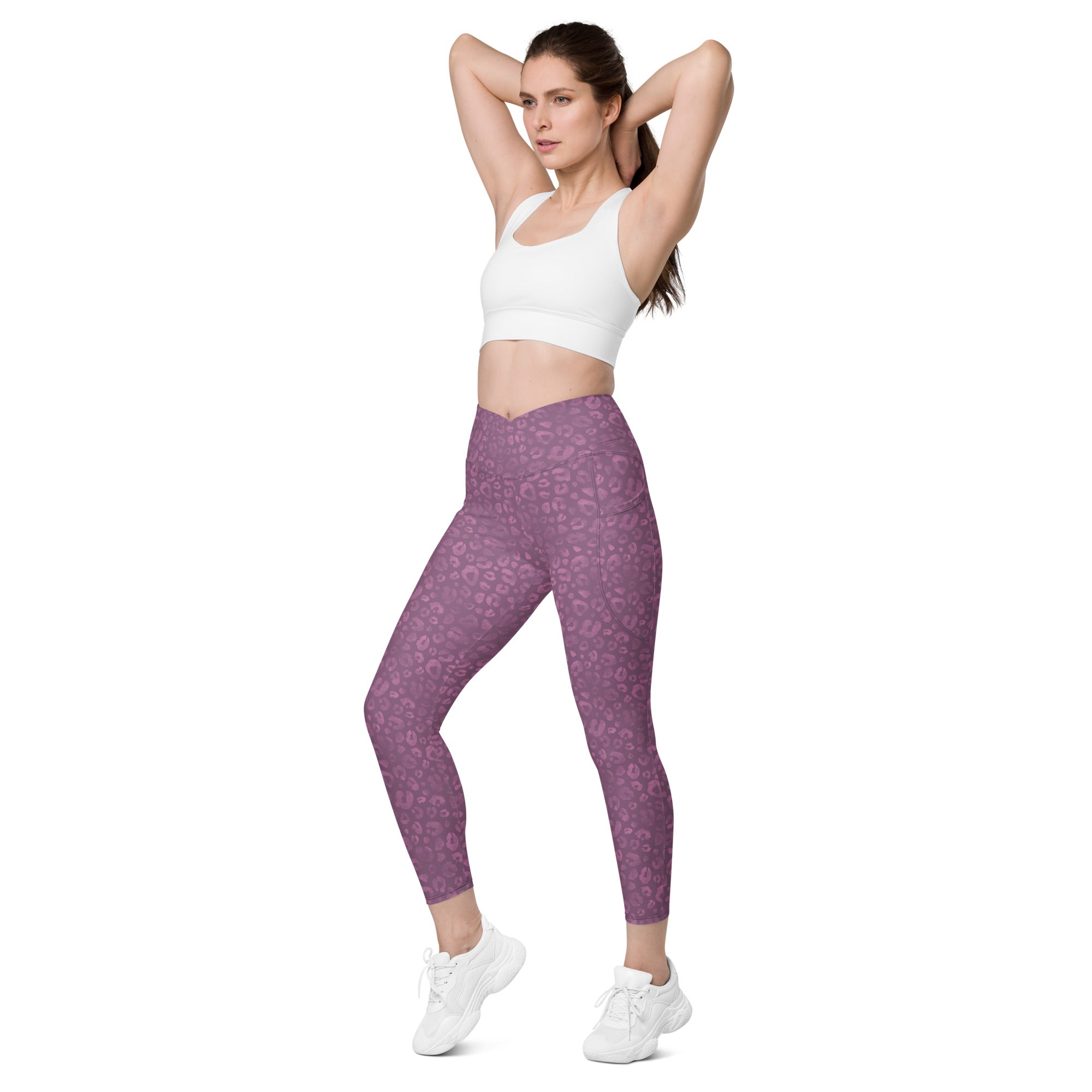 [Wild Side] Burgundy Roar Crossover Leggings with Pockets