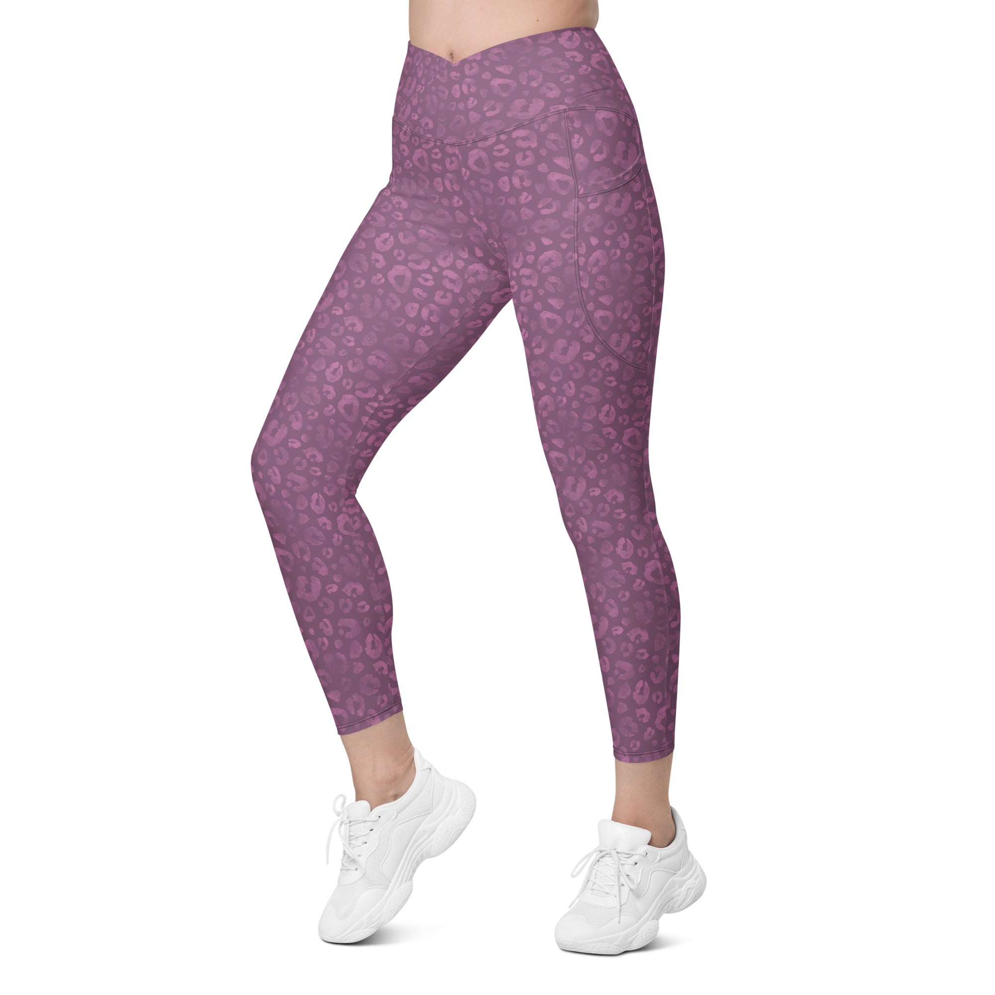 [Wild Side] Burgundy Roar Crossover Leggings with Pockets