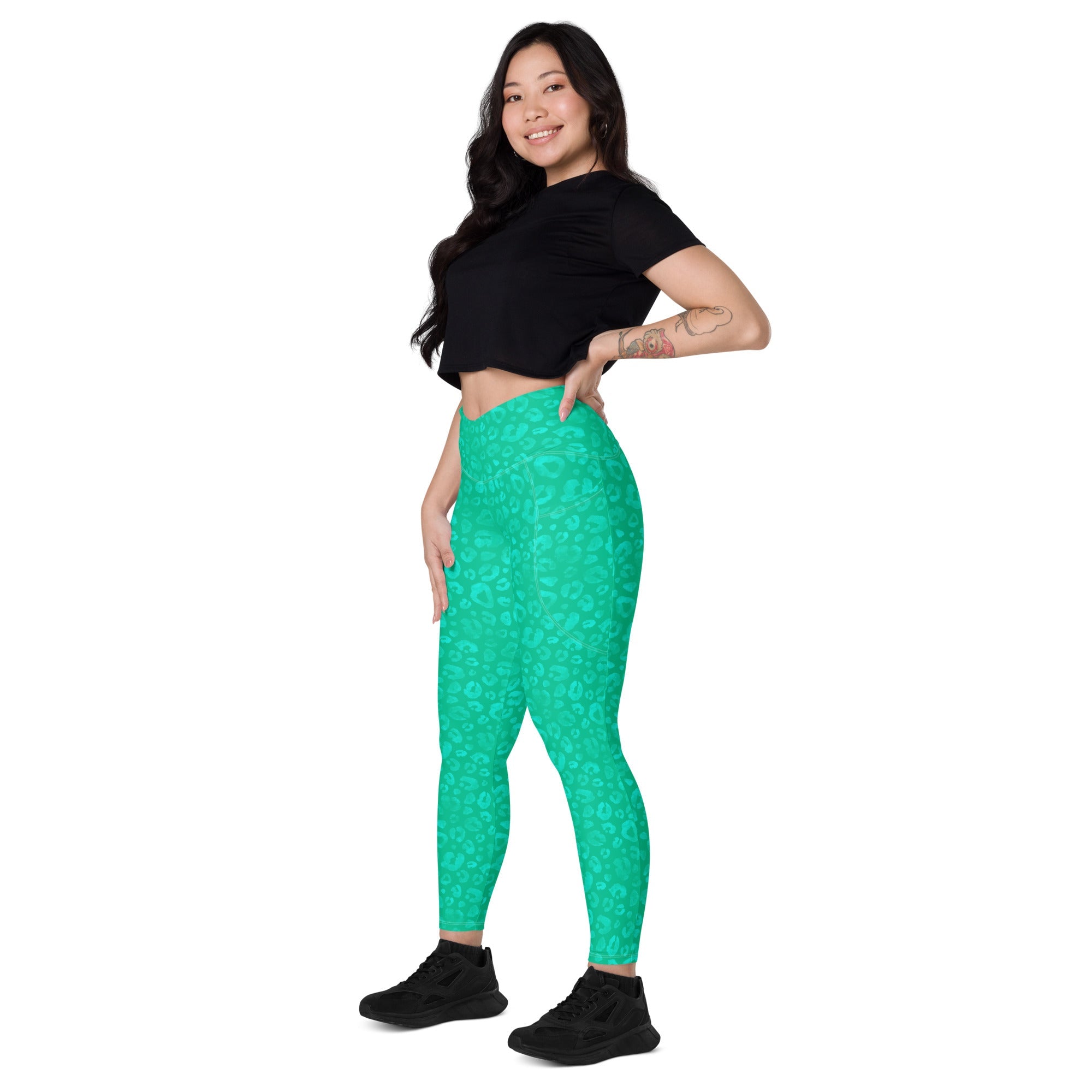 [Wild Side] Parakeet Roar Crossover Leggings with Pockets