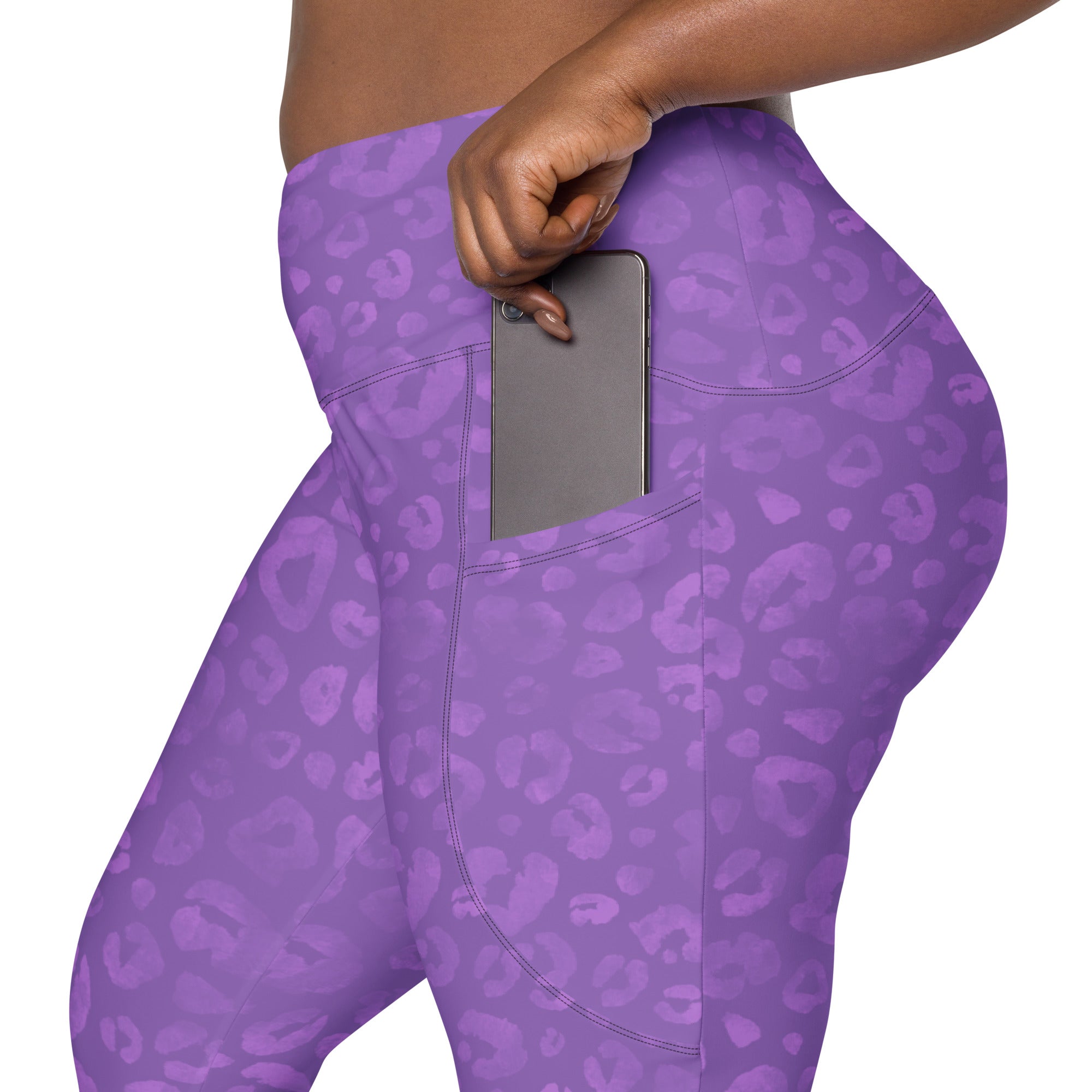 [Wild Side] Purple Roar Crossover Leggings with Pockets