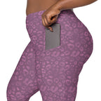 [Wild Side] Burgundy Roar Crossover Leggings with Pockets