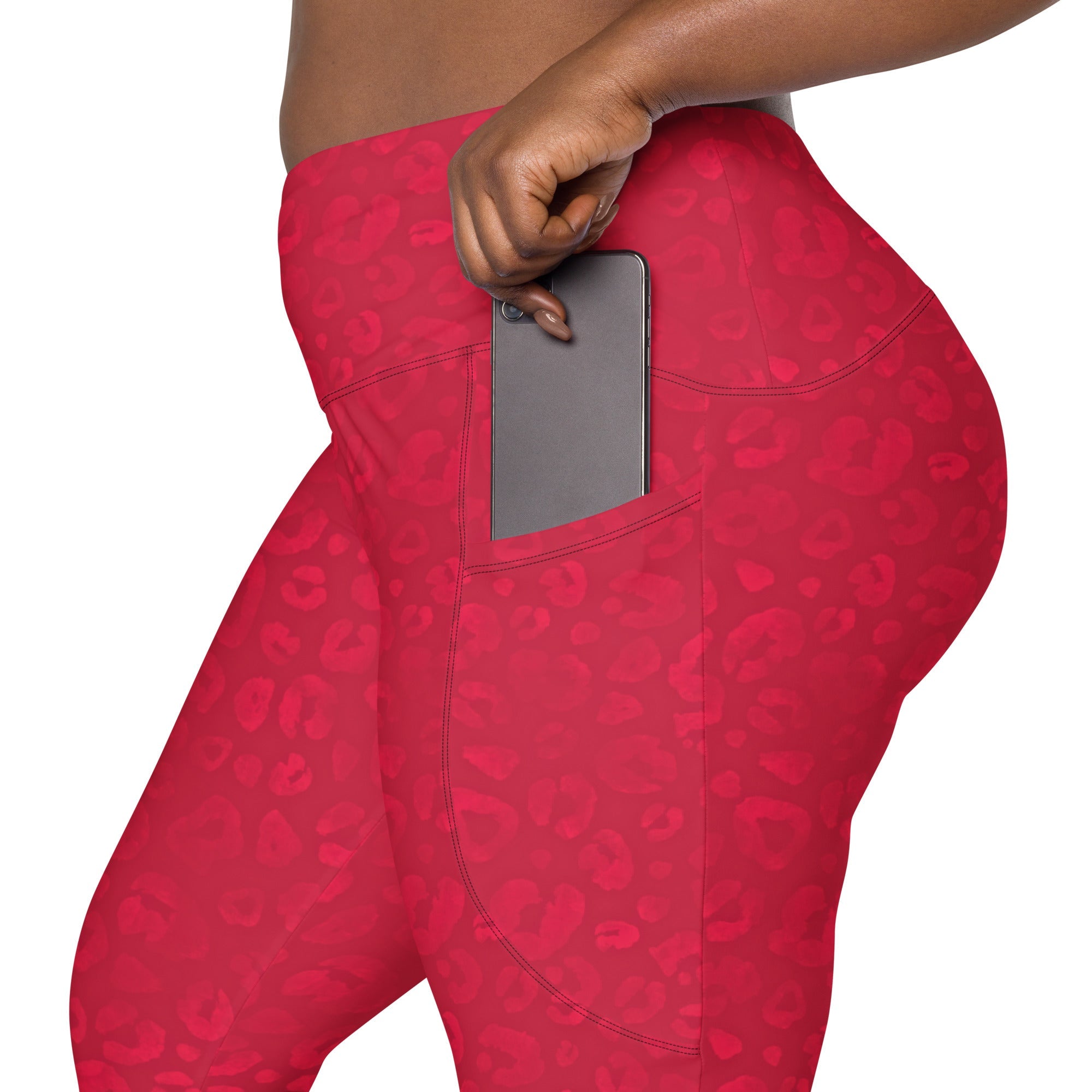 [Wild Side] Crimson Roar Crossover Leggings with Pockets