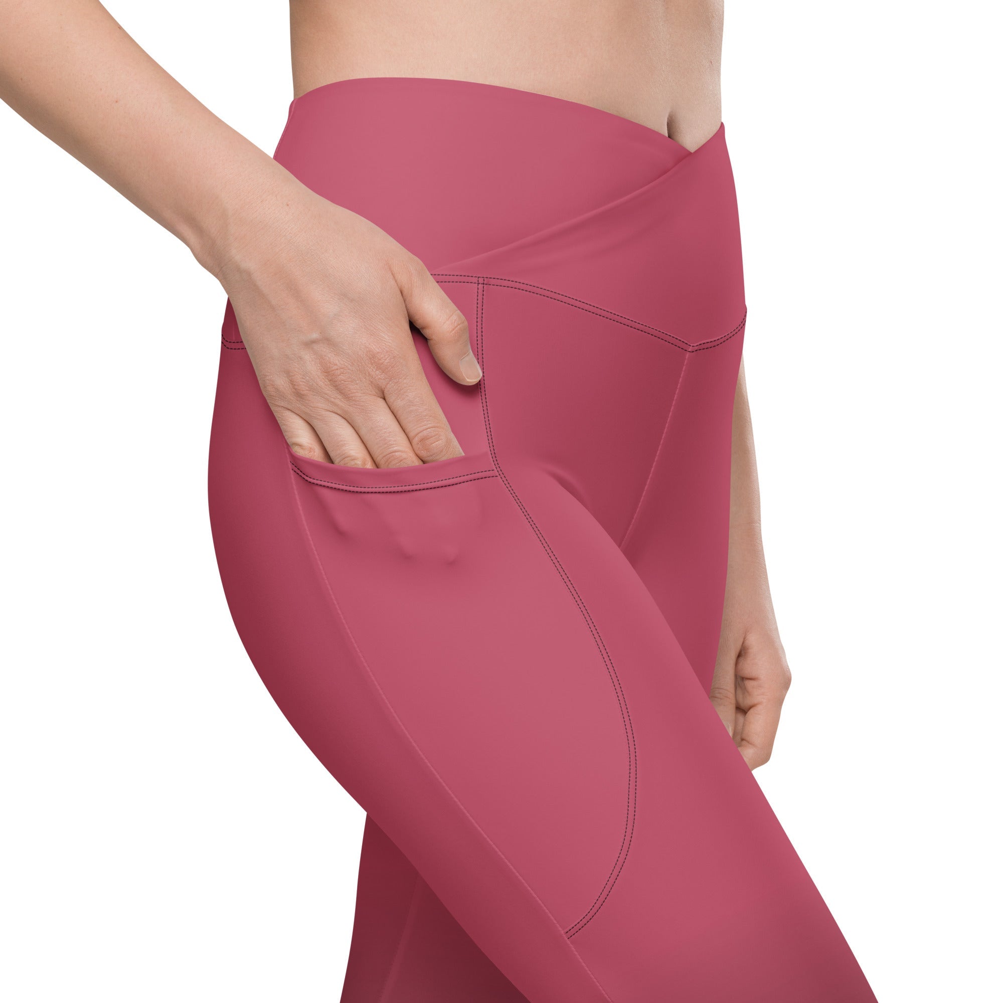 [THC Basics] Blush Latte Crossover Leggings with Pockets