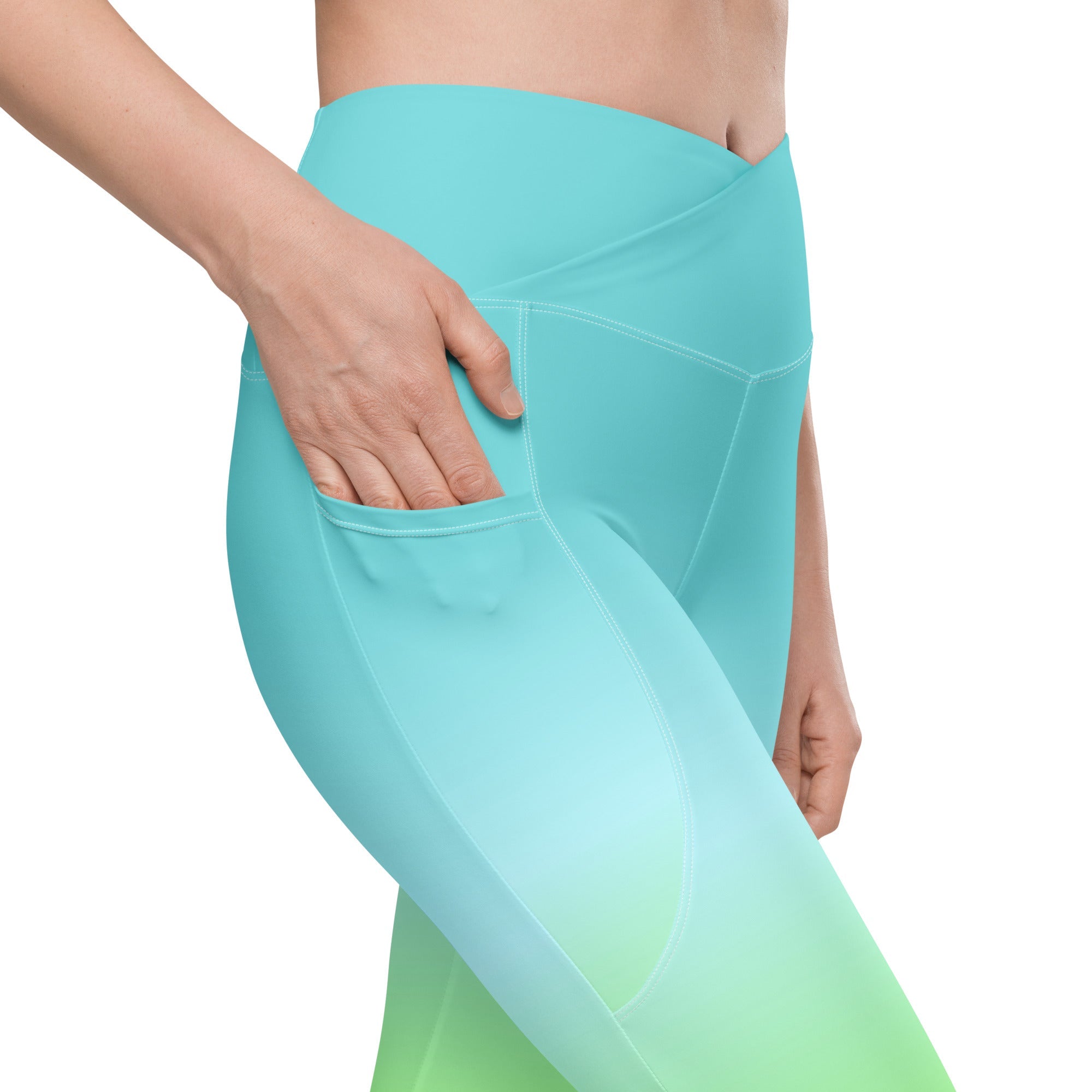 [THC Basics] Tropical Wave Crossover Leggings with Pockets