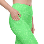 [Wild Side] Green Safari Crossover Leggings with Pockets
