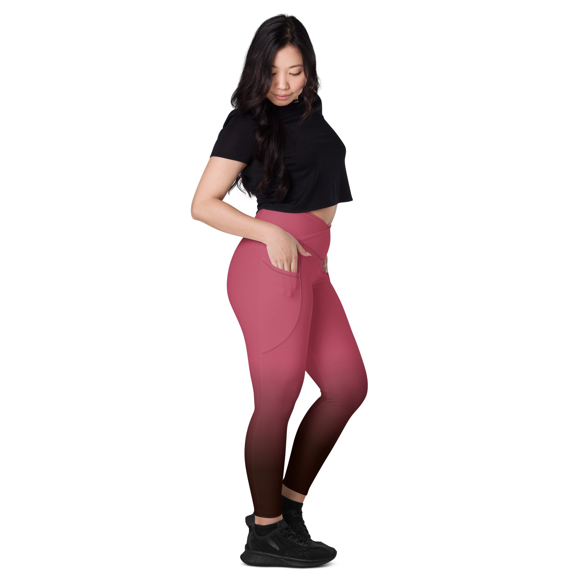 [THC Basics] Blush Latte Crossover Leggings with Pockets