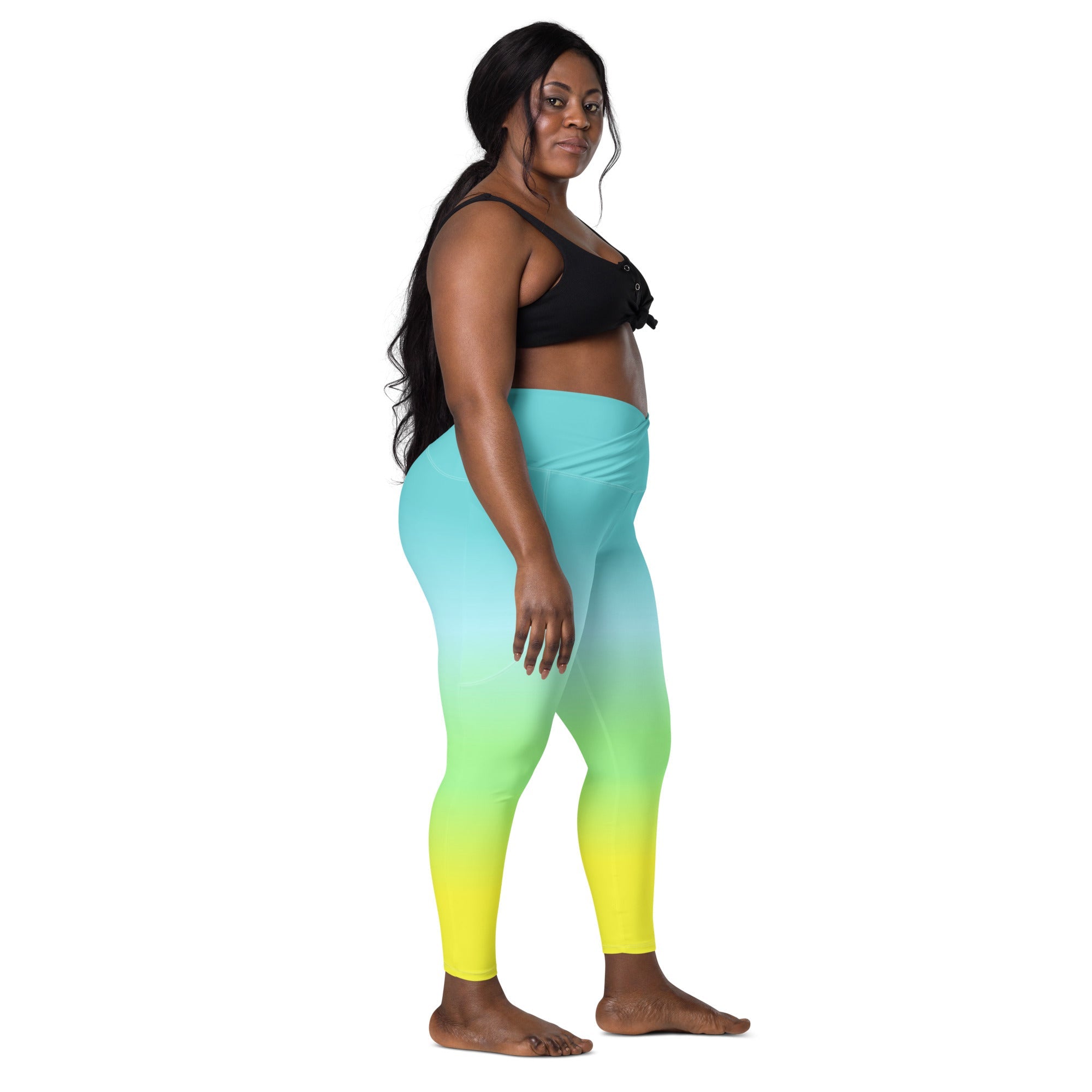 [THC Basics] Tropical Wave Crossover Leggings with Pockets