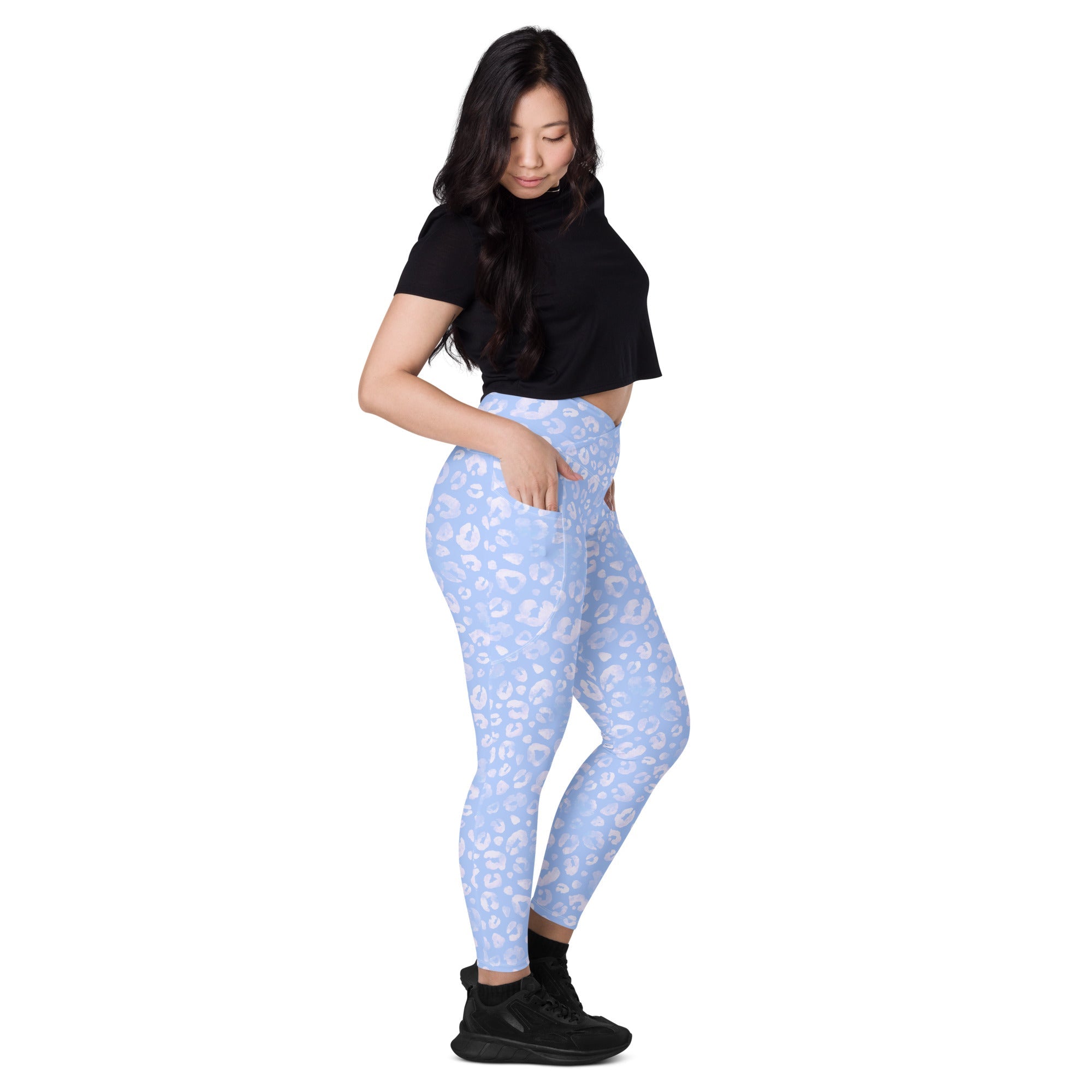 [Wild Side] Azure Roar Crossover Leggings with Pockets