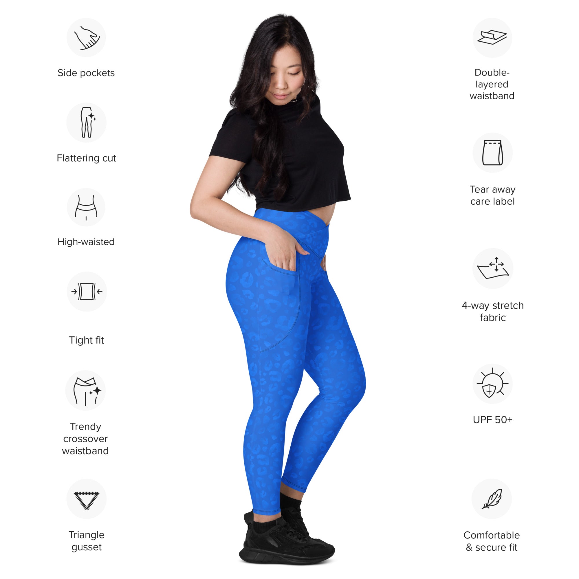 [Wild Side] Cerulean Spots Crossover Leggings with Pockets