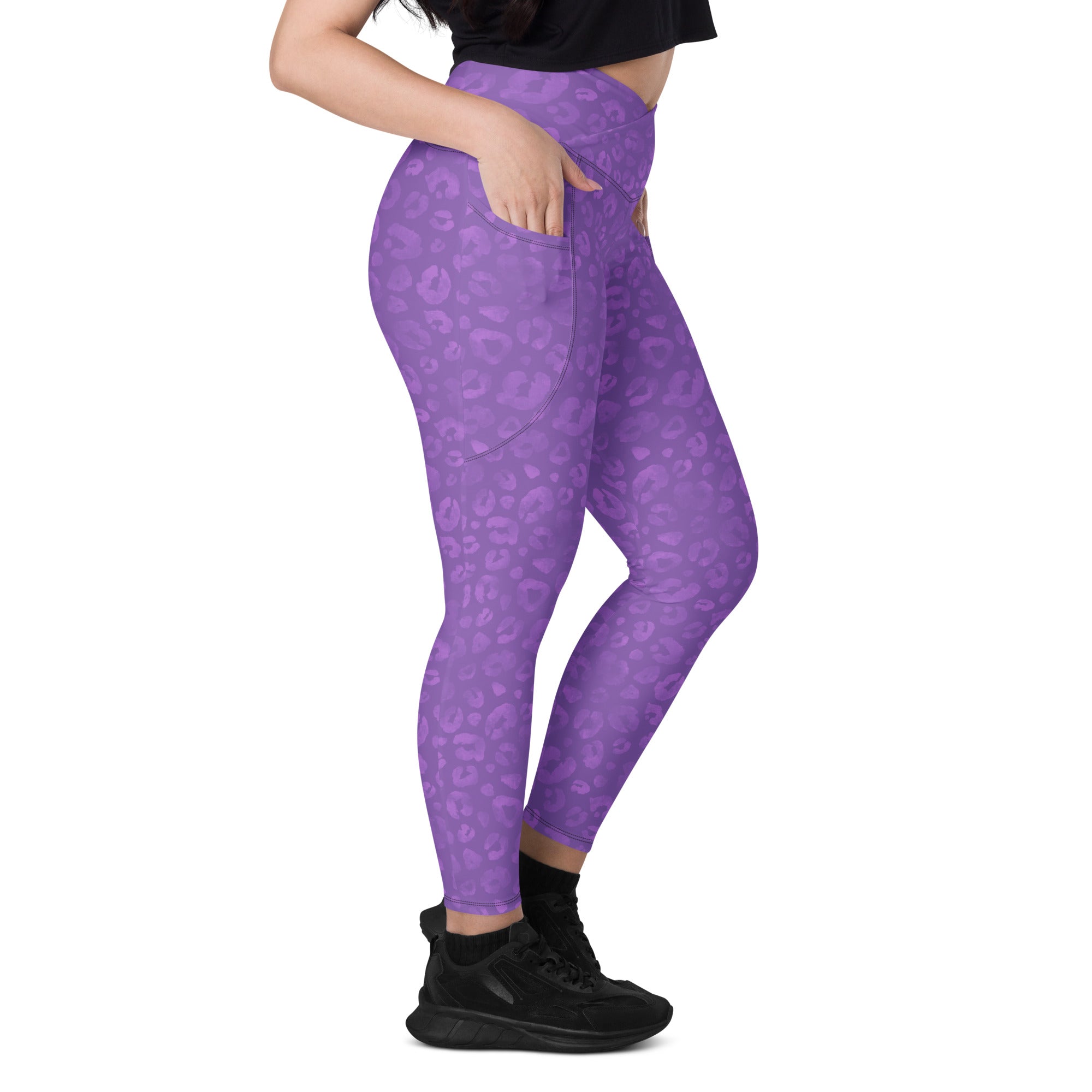 [Wild Side] Purple Roar Crossover Leggings with Pockets