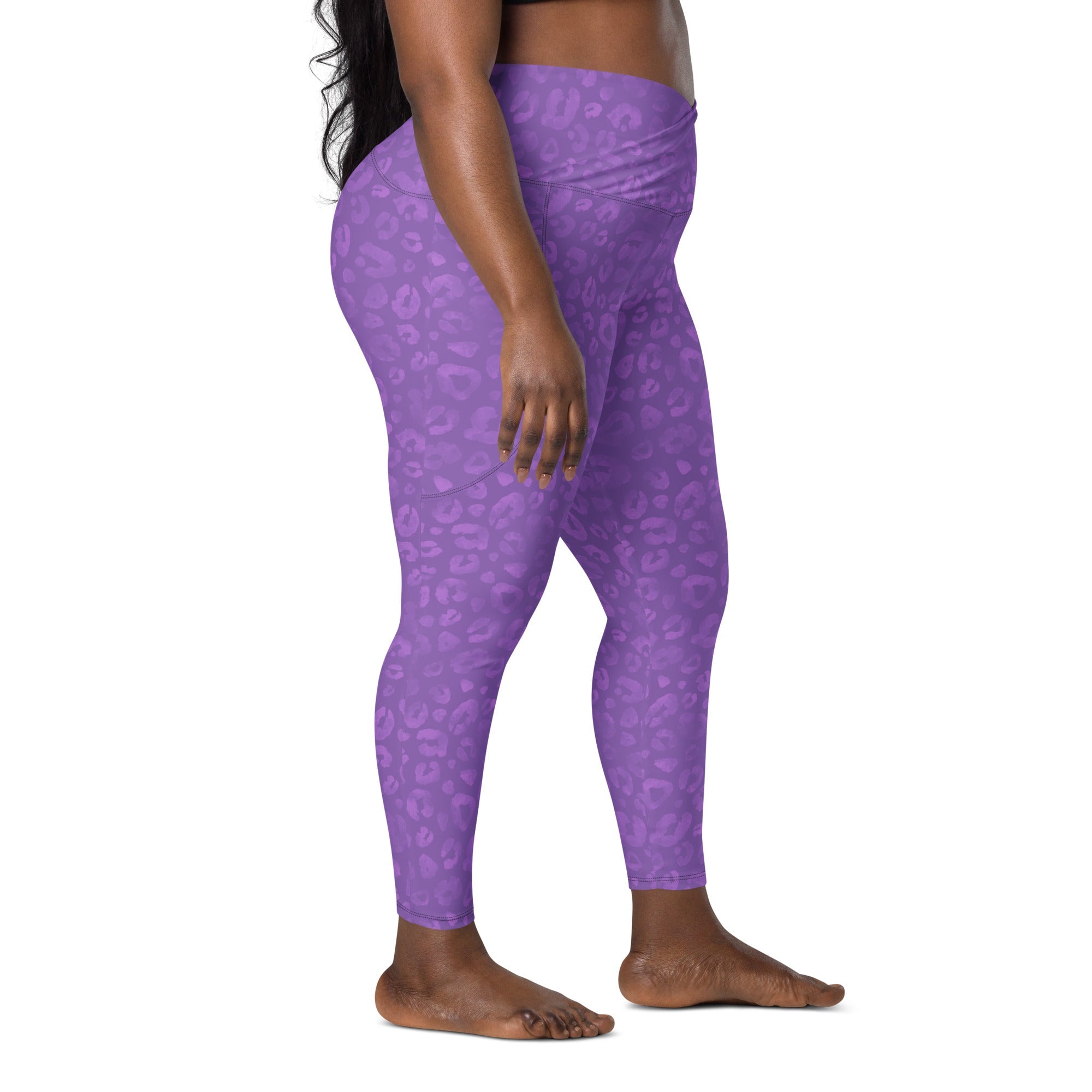 [Wild Side] Purple Roar Crossover Leggings with Pockets