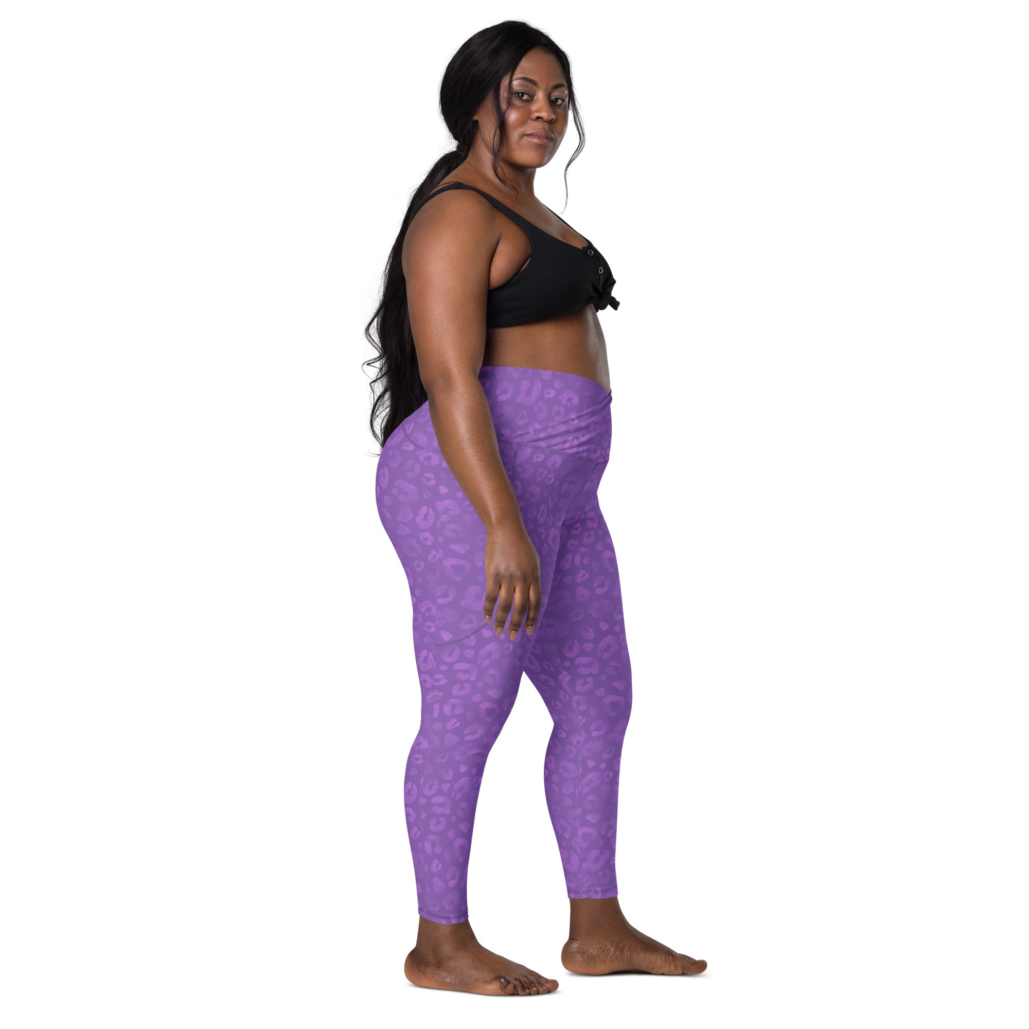 [Wild Side] Purple Roar Crossover Leggings with Pockets